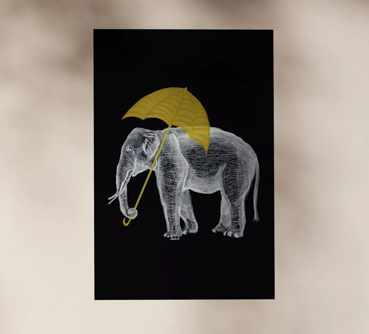Elephant with Umbrella 2 pellicola backlit da Amalia Restrepo
