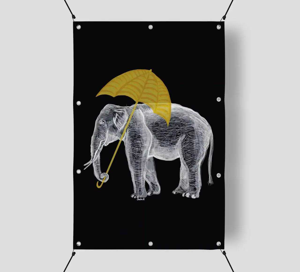 Elephant with Umbrella 2 telo in pvc da Amalia Restrepo