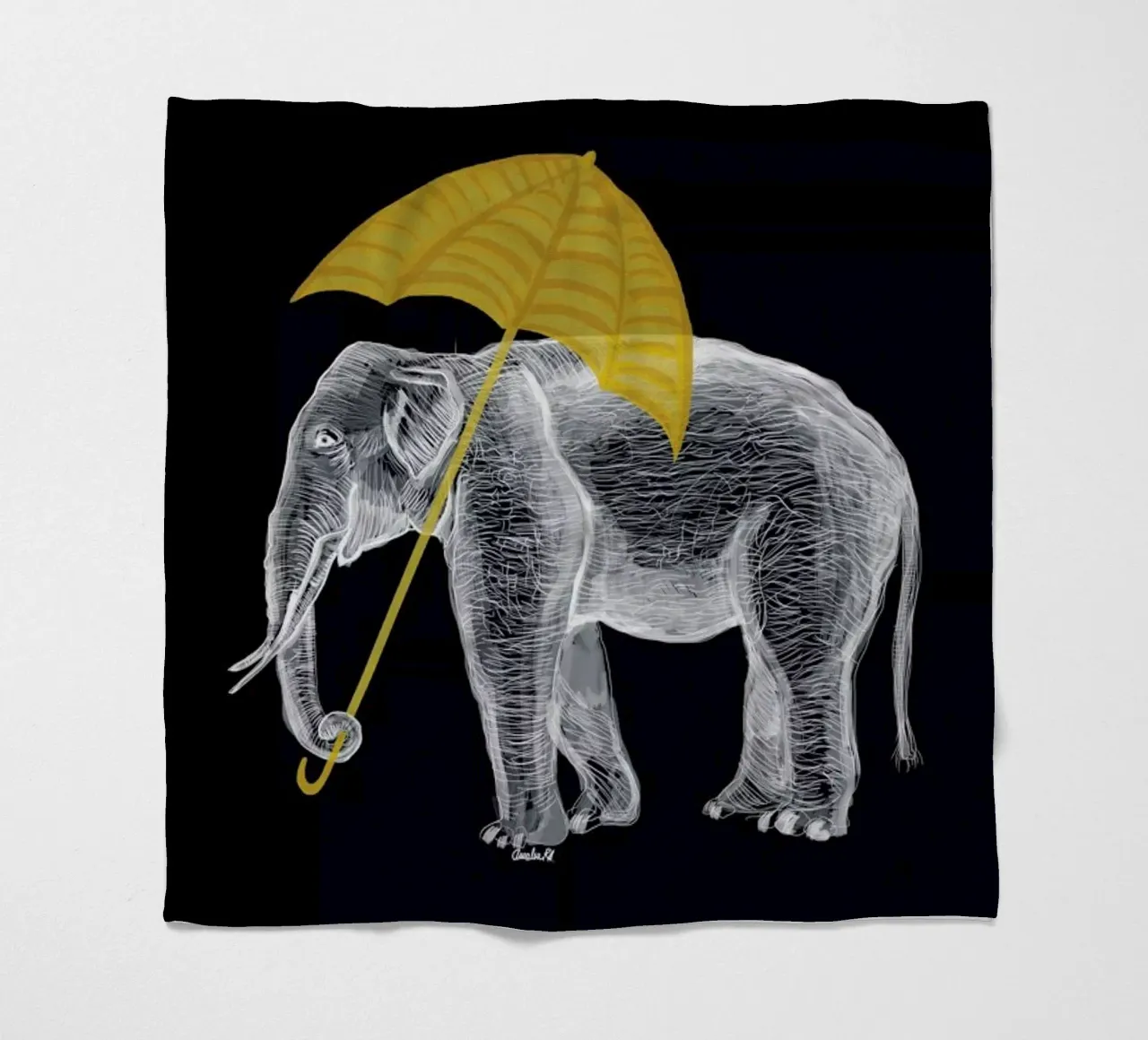 Elephant with Umbrella 2 coperta in pile da Amalia Restrepo