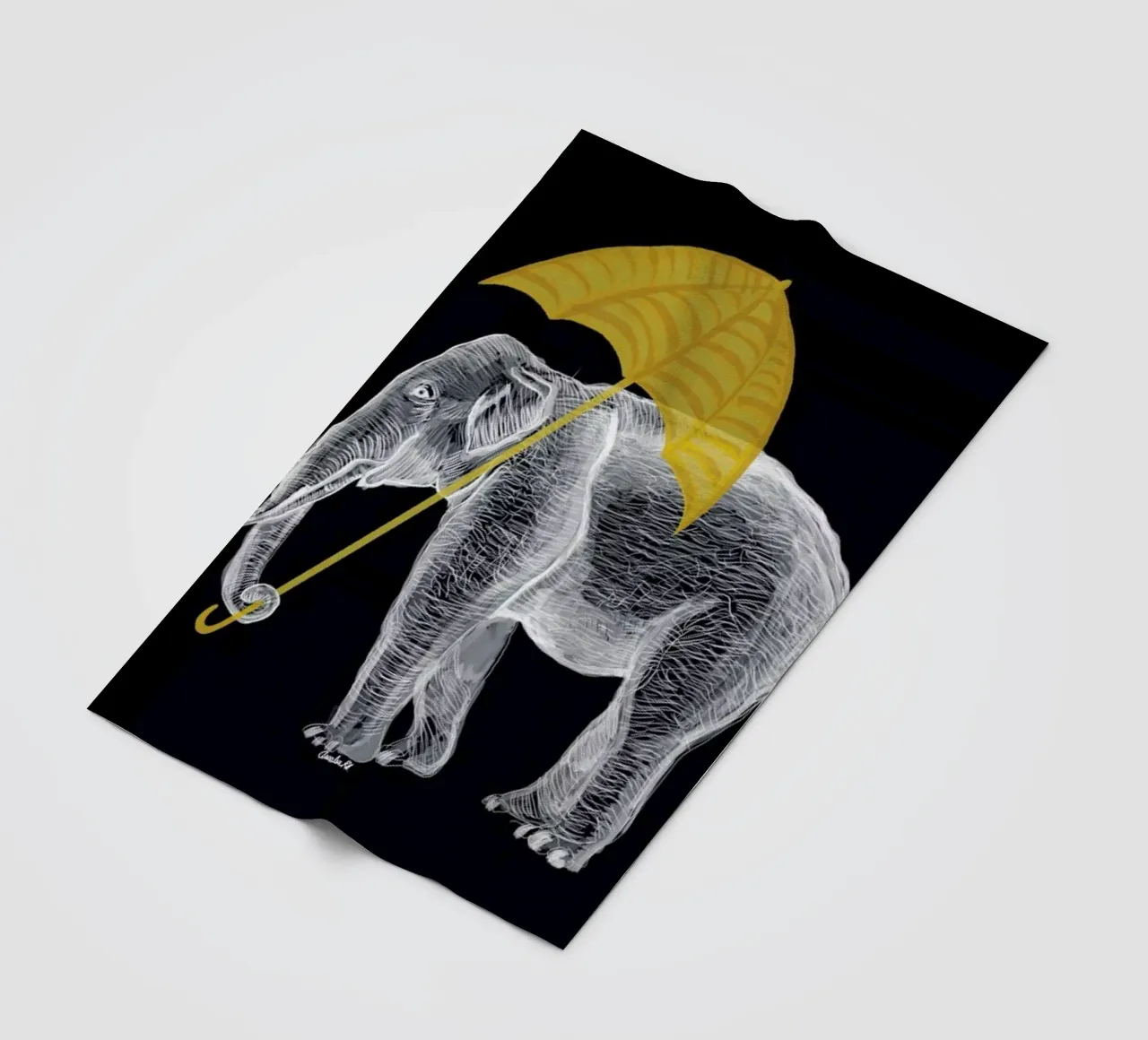 Elephant with Umbrella 2 coperta in pile da Amalia Restrepo