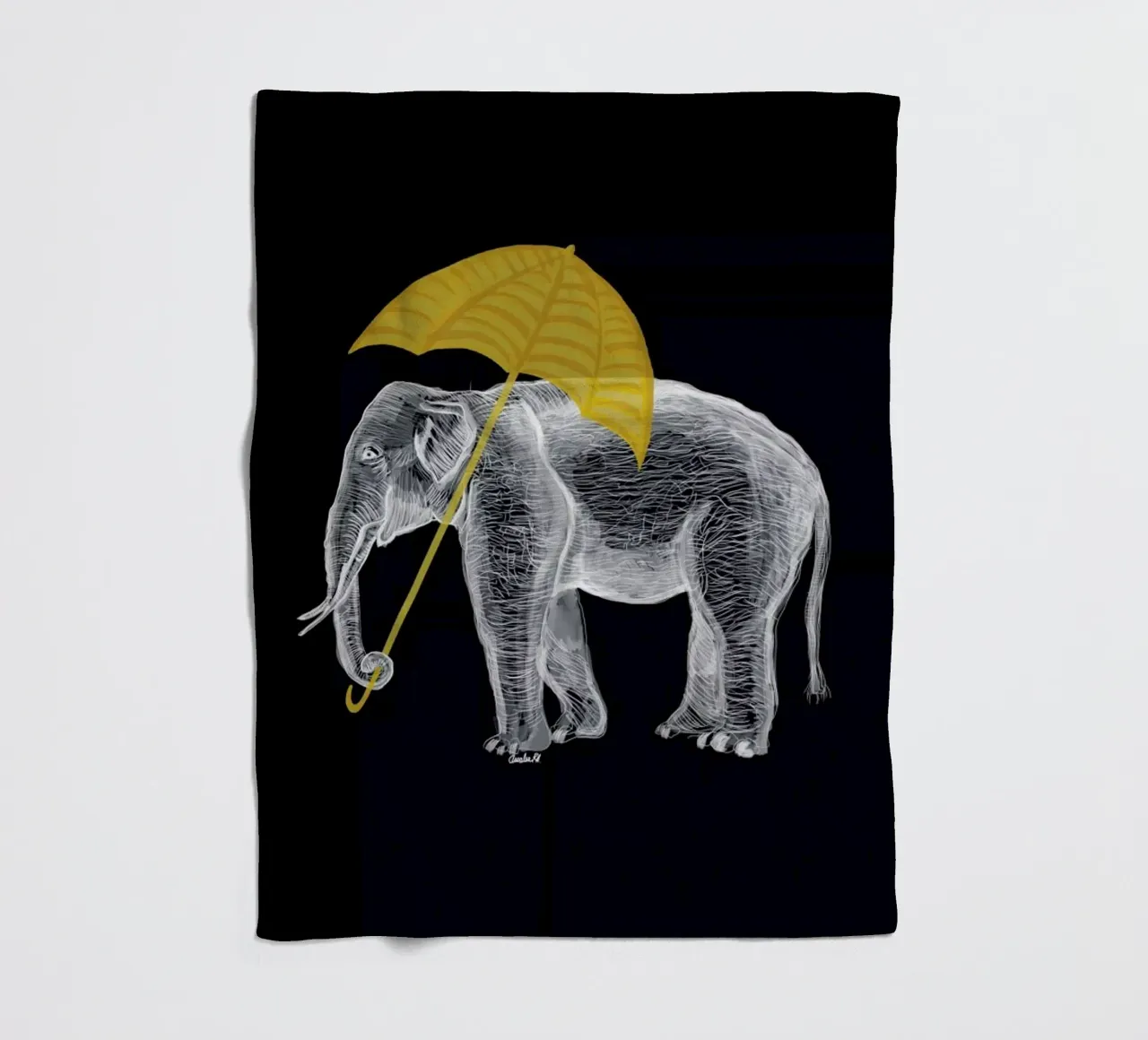 Elephant with Umbrella 2 coperta in pile da Amalia Restrepo