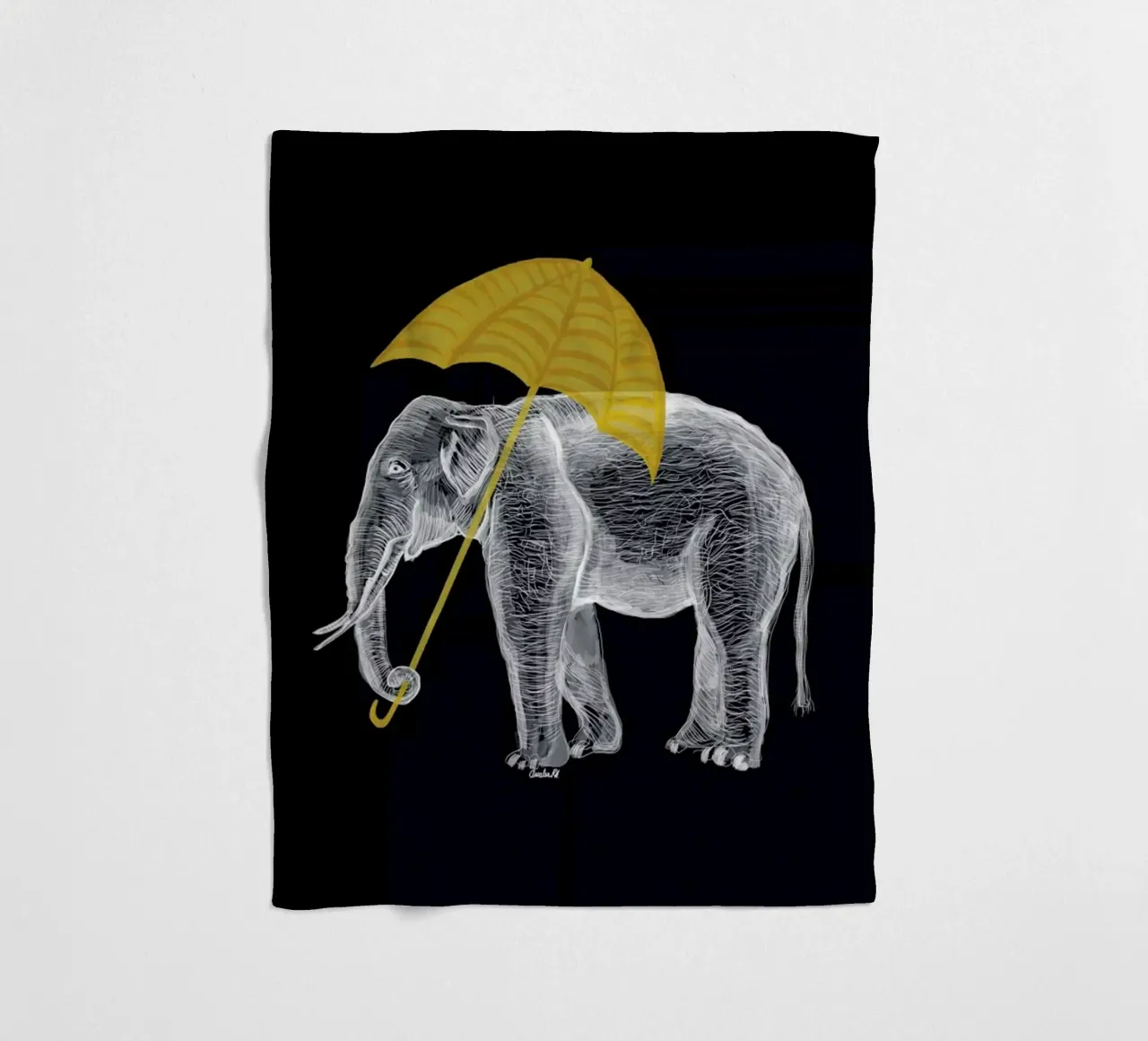 Elephant with Umbrella 2 coperta in pile da Amalia Restrepo