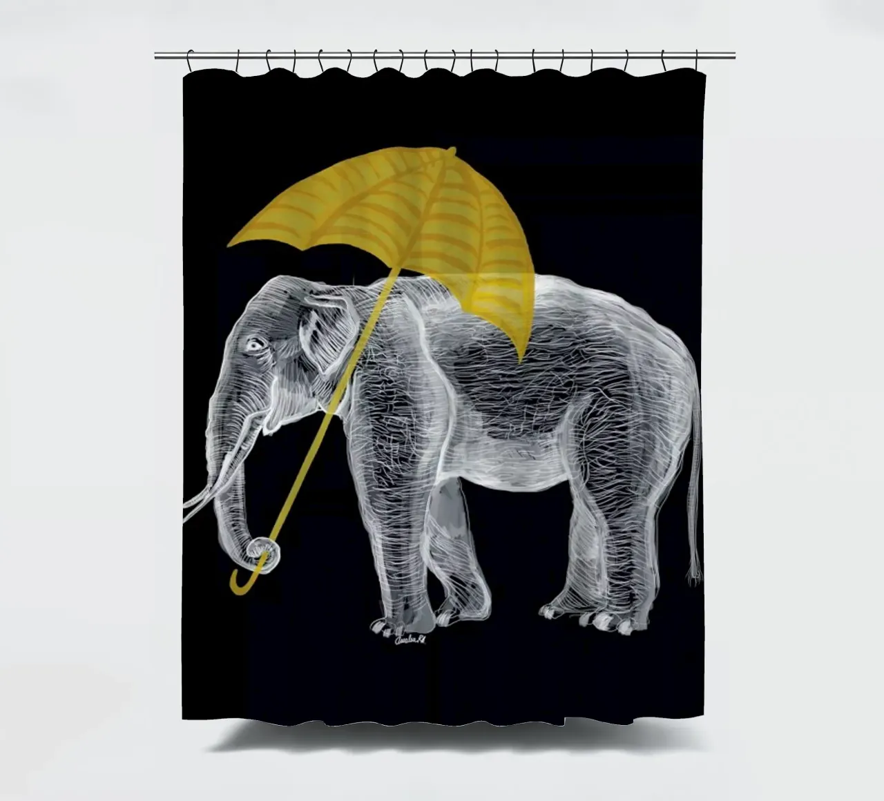 Elephant with Umbrella 2 tenda da doccia da Amalia Restrepo