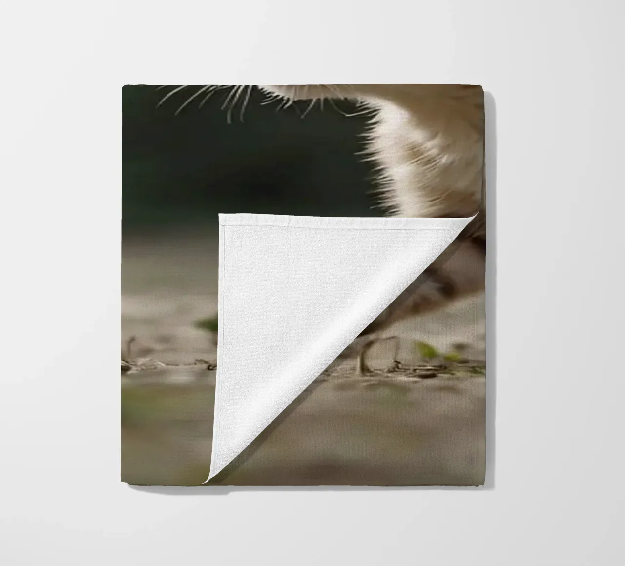 Two playful kittens chase butterflies in a sunlit garden beach towel by DesignDoodle