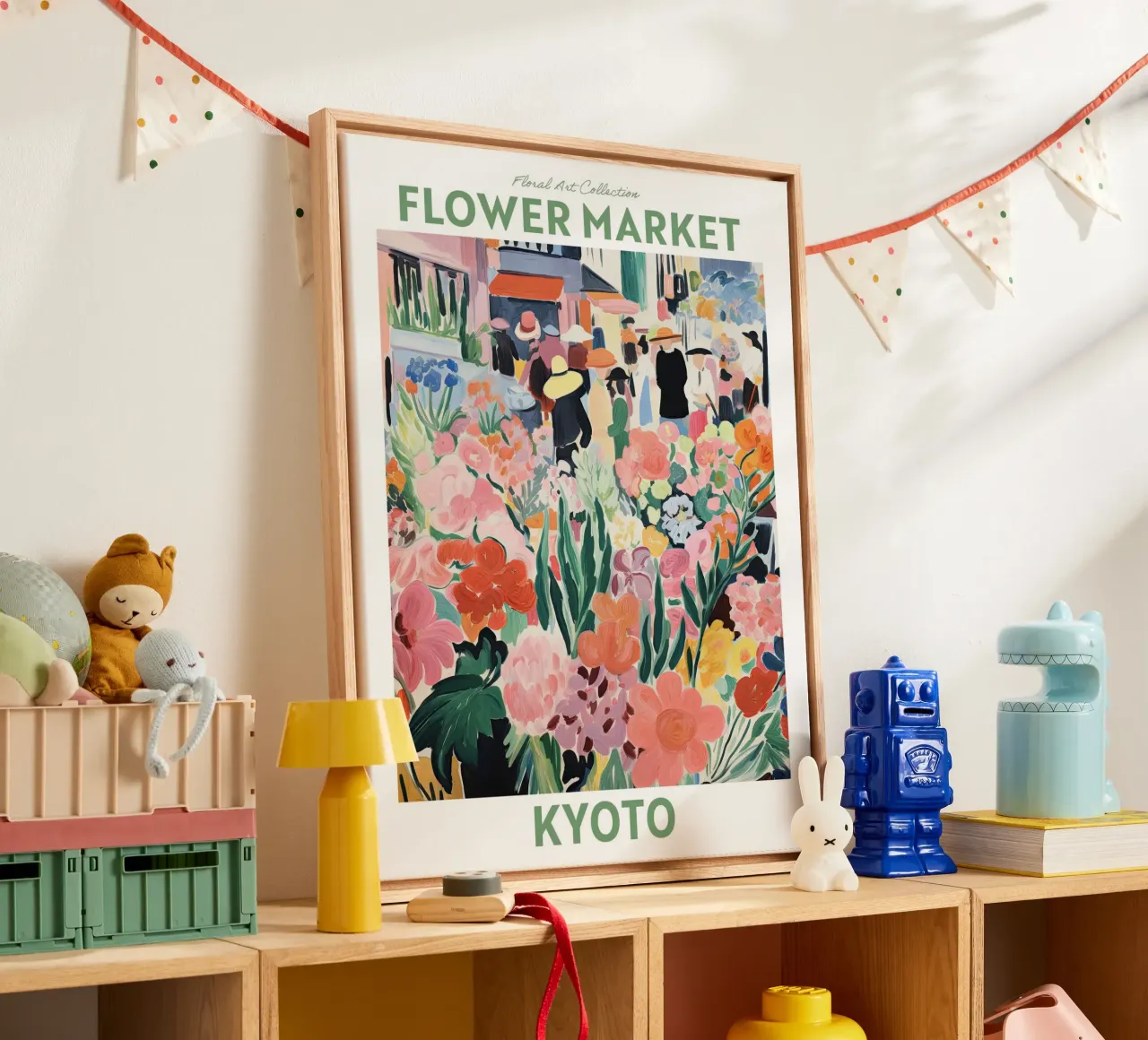 Mercato dei fiori, Kyoto, Giappone - Viaggio Botanico tela da Peaches Art Prints