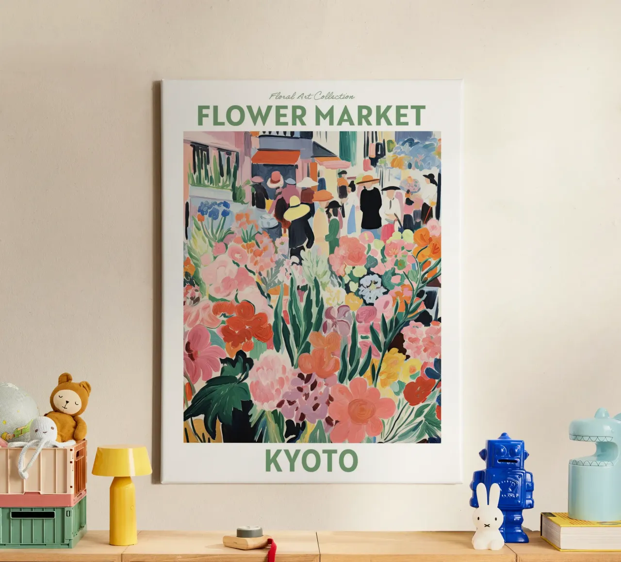 Mercato dei fiori, Kyoto, Giappone - Viaggio Botanico tela da Peaches Art Prints