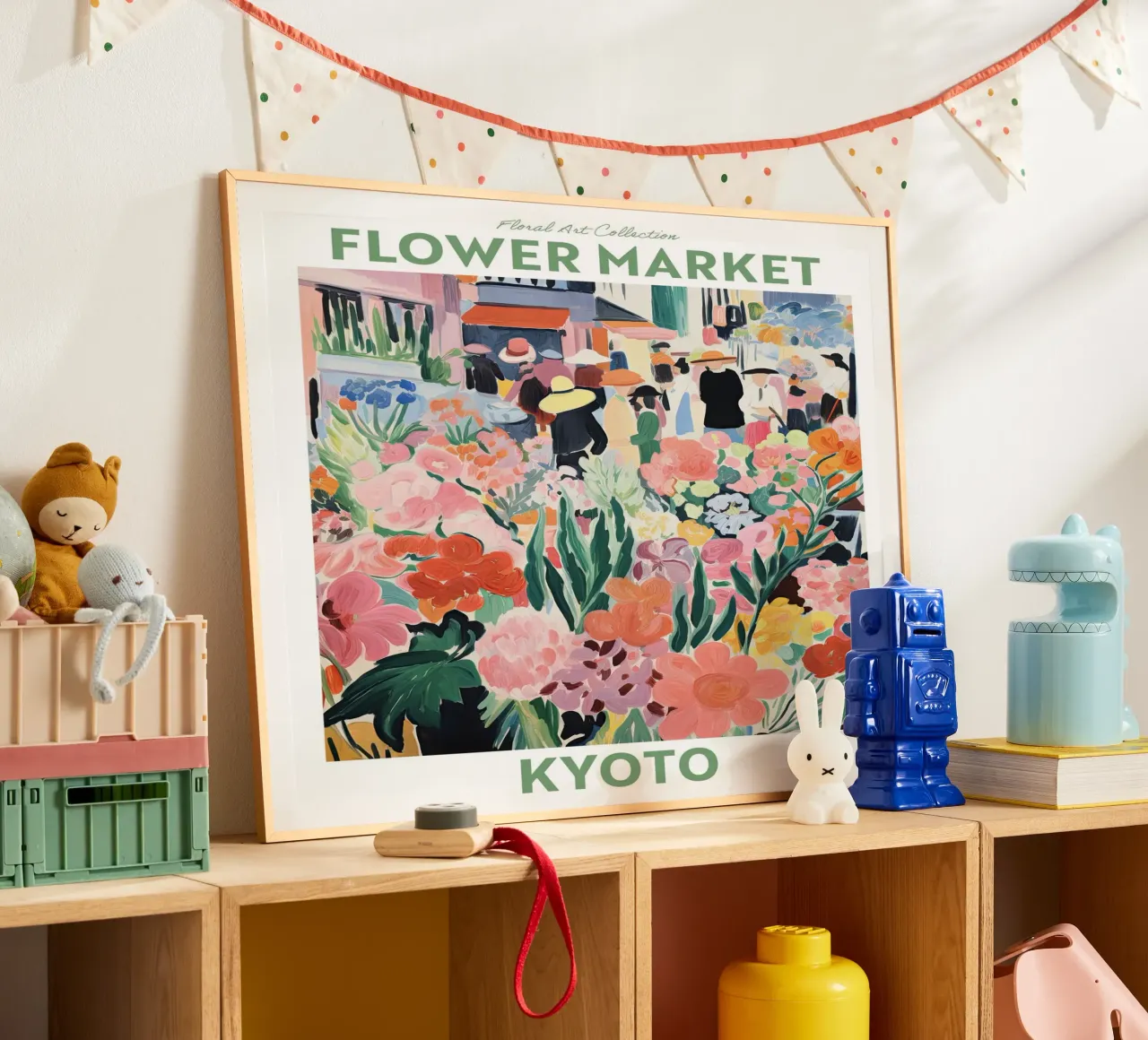 Mercato dei fiori, Kyoto, Giappone - Viaggio Botanico carta hahnemühle da Peaches Art Prints