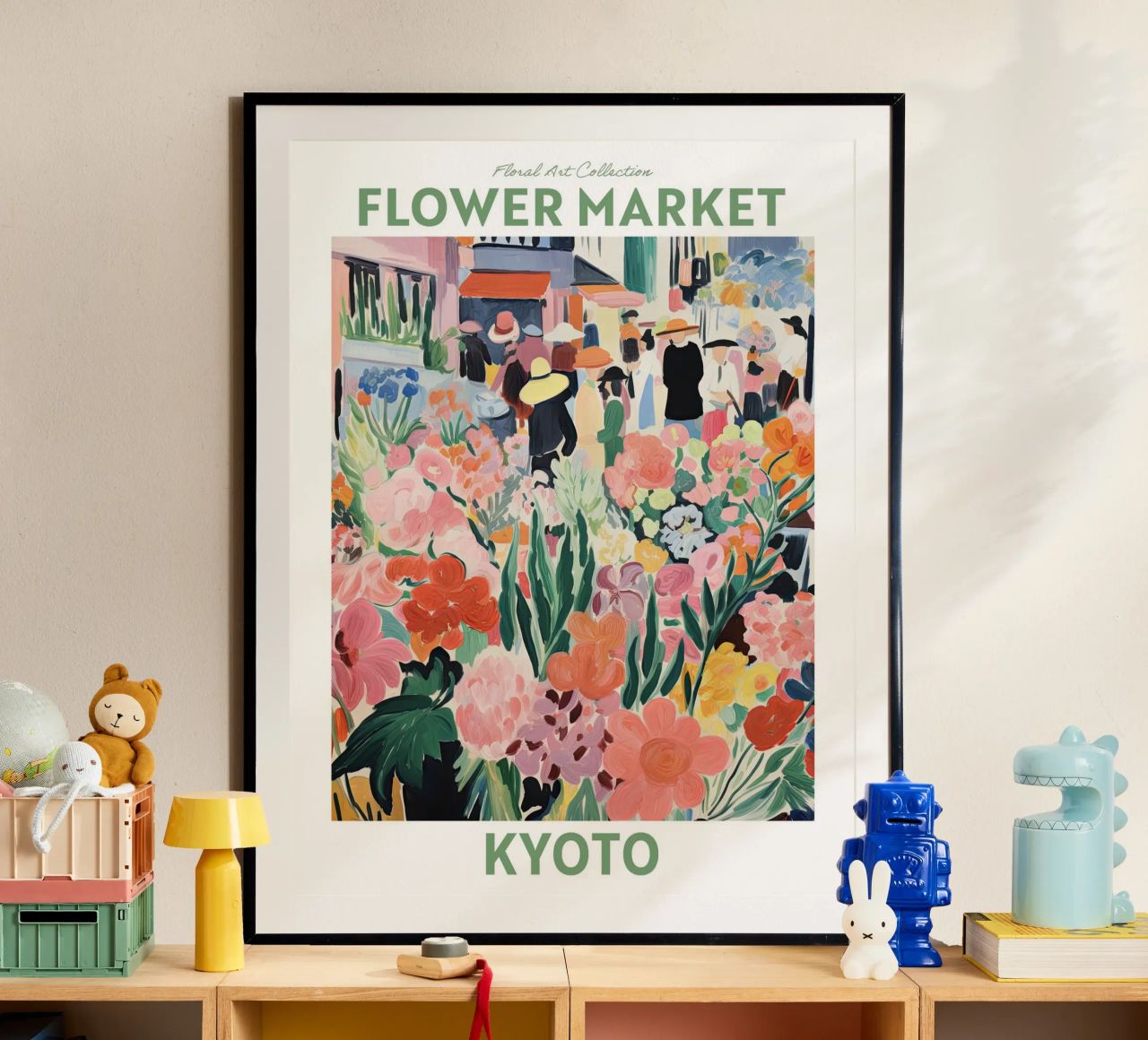 Bloemenmarkt, Kyoto, Japan - Travel Botanical poster van Peaches Art Prints