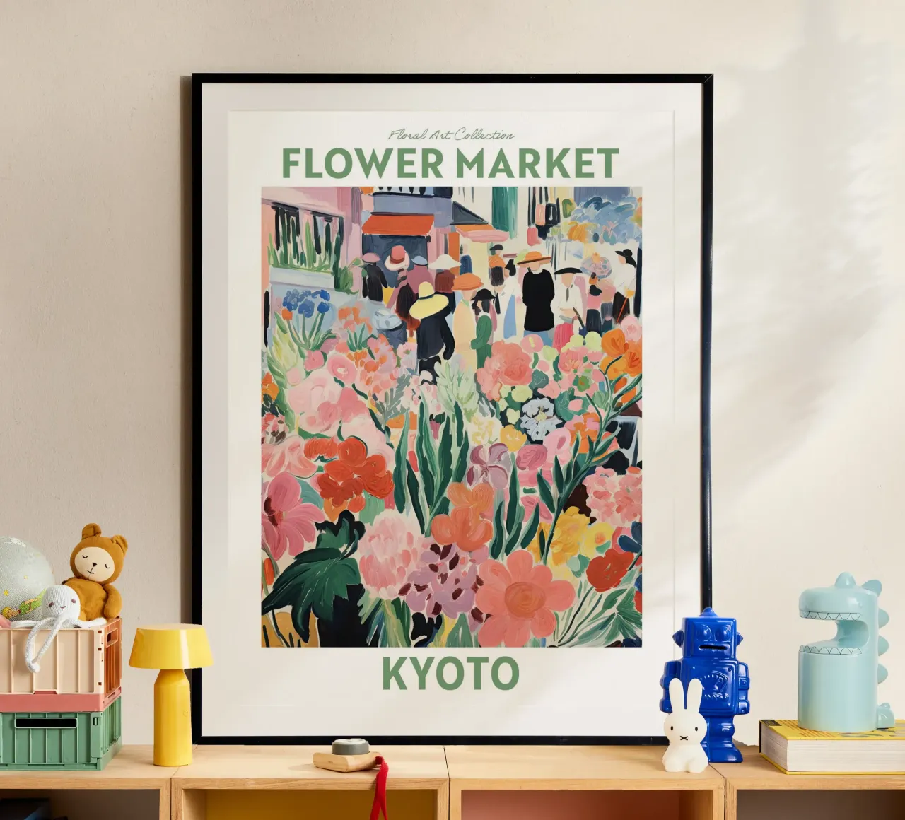 Mercato dei fiori, Kyoto, Giappone - Viaggio Botanico carta hahnemühle da Peaches Art Prints