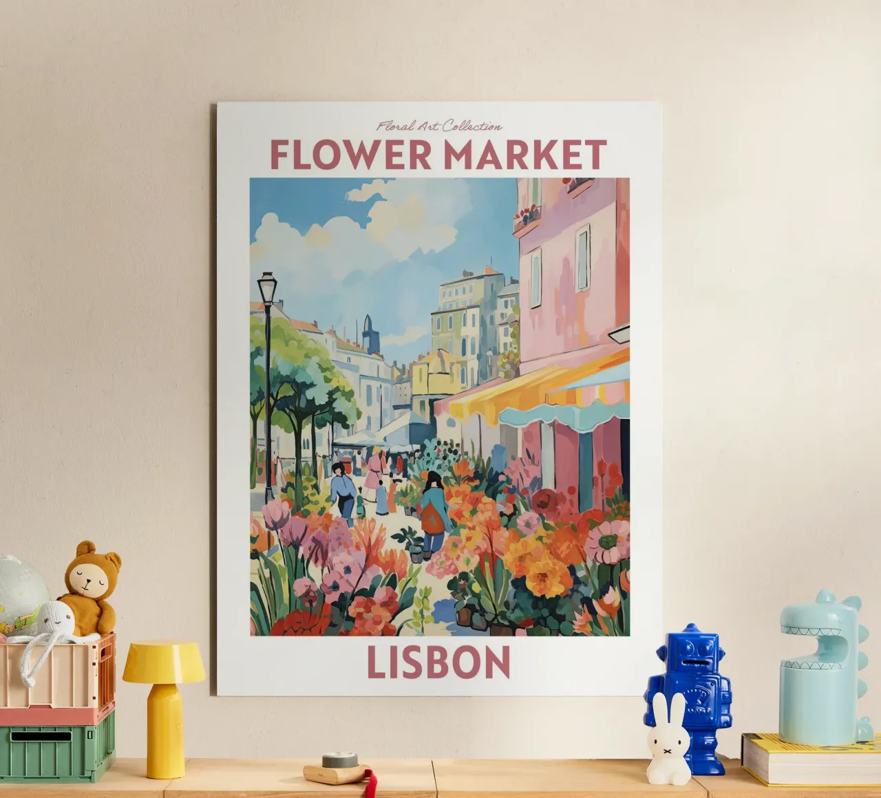 Mercato dei fiori, Lisbona, Portogallo Viaggio botanico alluminio dibond da Peaches Art Prints