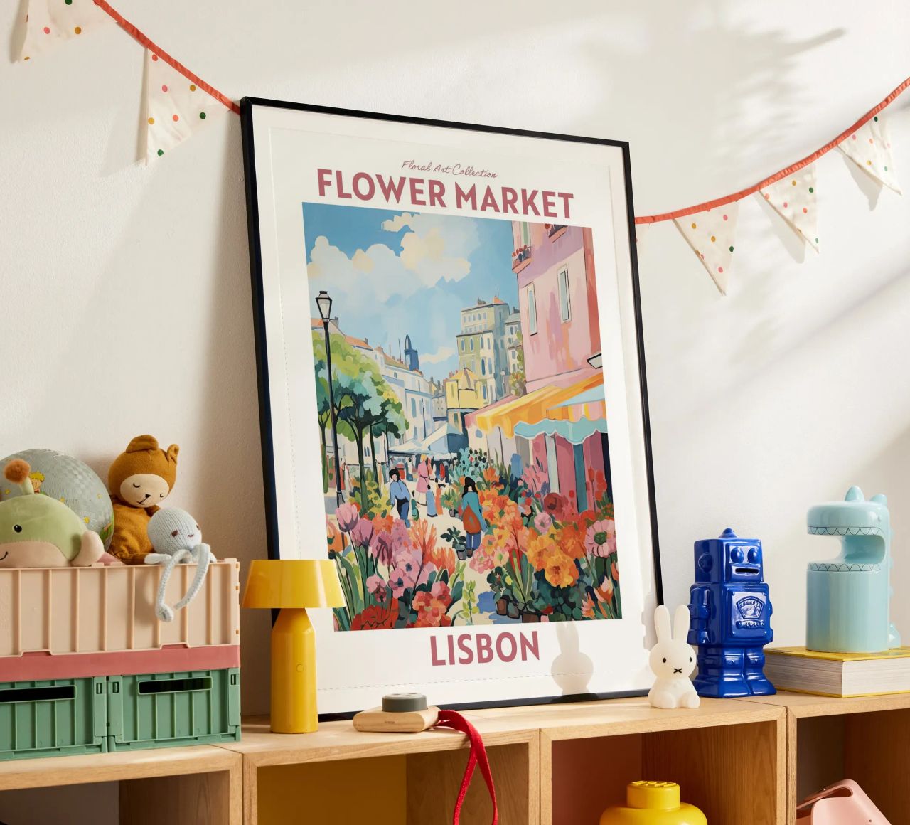Marché aux fleurs, Lisbonne, Portugal Voyage Botanique poster de Peaches Art Prints