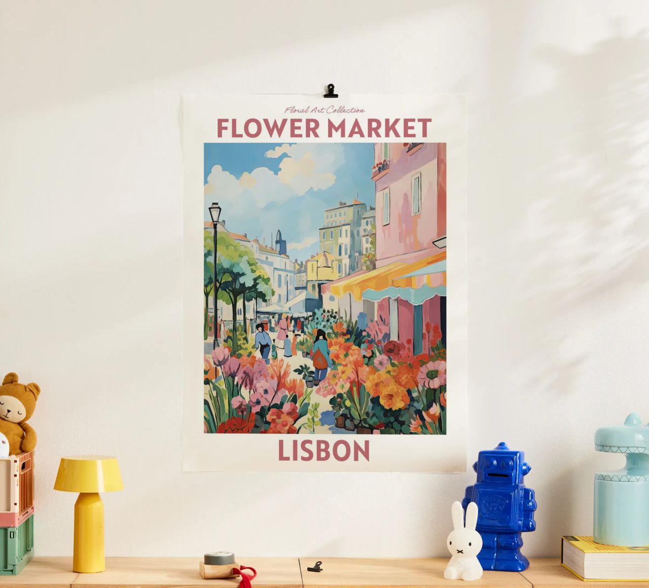 Marché aux fleurs, Lisbonne, Portugal Voyage Botanique poster de Peaches Art Prints