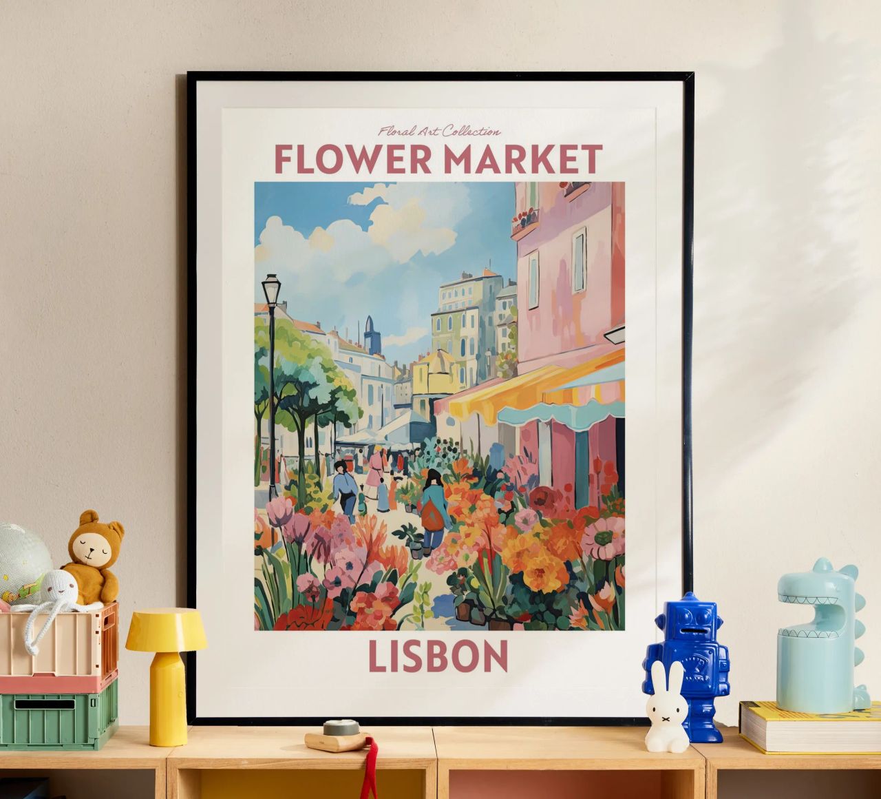 Marché aux fleurs, Lisbonne, Portugal Voyage Botanique poster de Peaches Art Prints