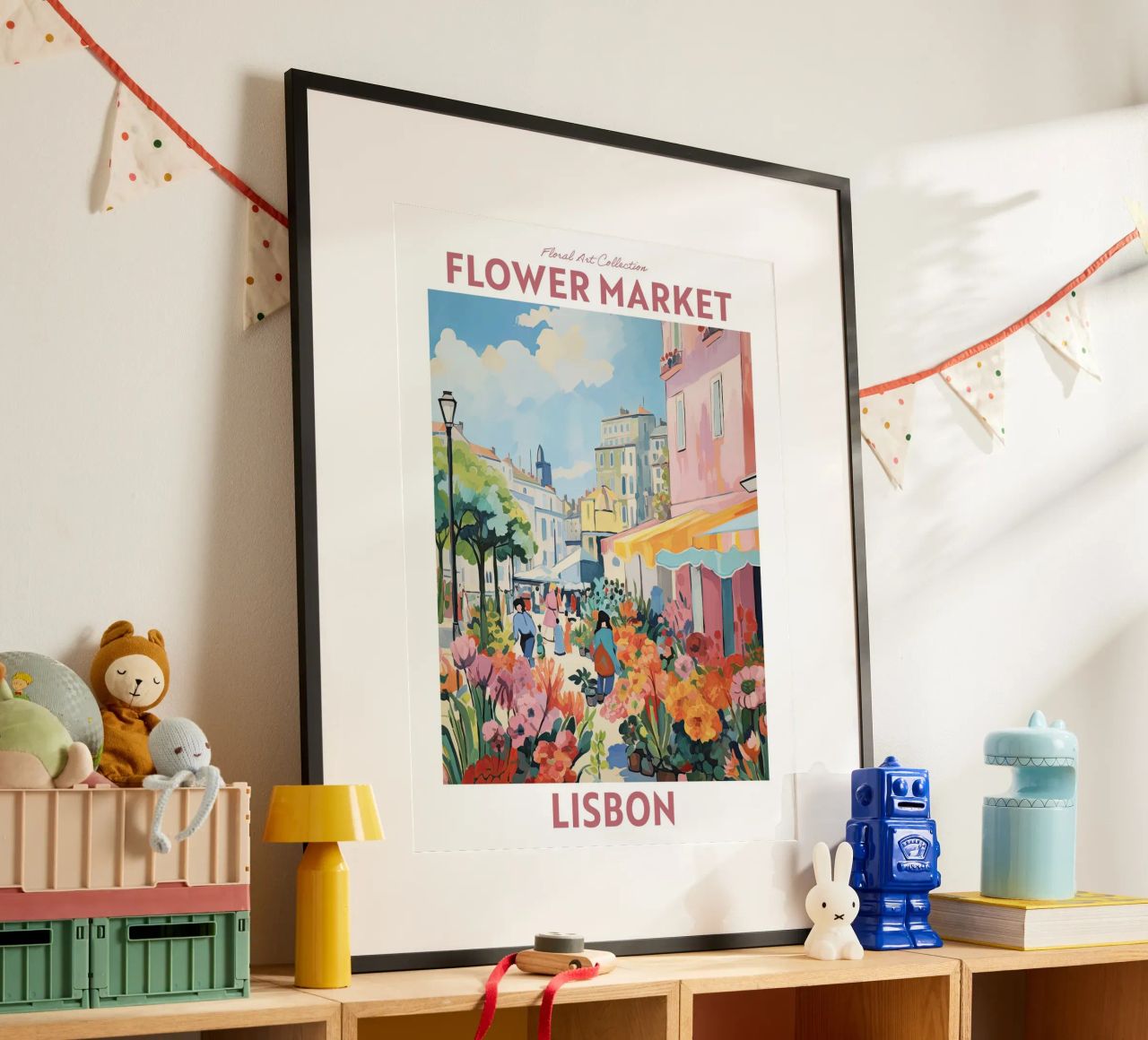Marché aux fleurs, Lisbonne, Portugal Voyage Botanique poster de Peaches Art Prints