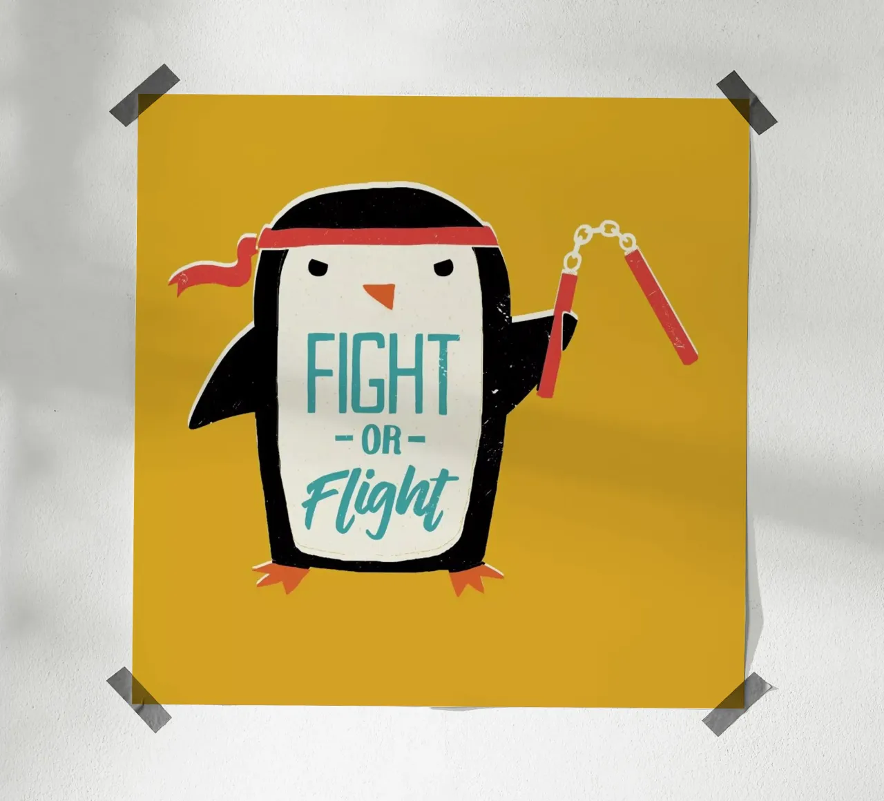Fight Or Flight poster con telaio in legno da DinoMike