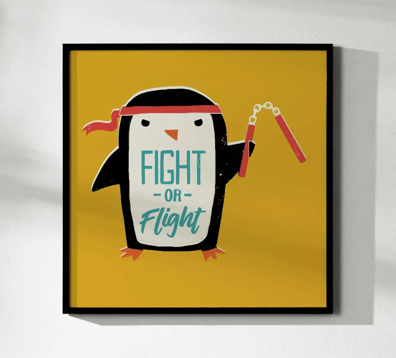 Fight Or Flight poster con telaio in legno da DinoMike