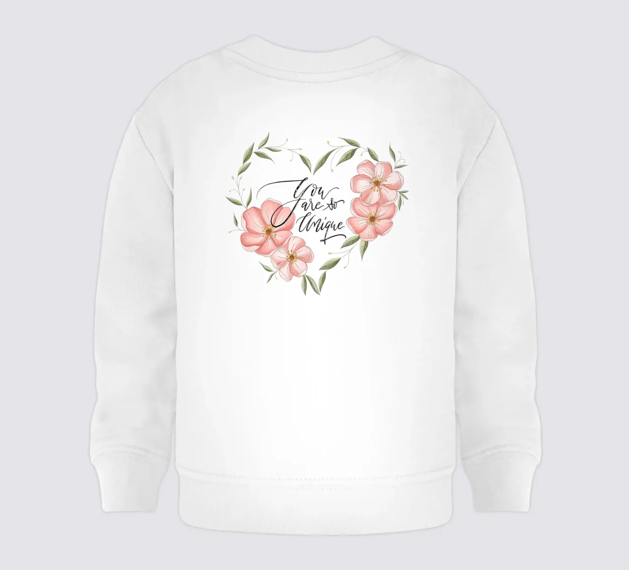 Cuore floreale e dichiarazione d'amore e di apprezzamento. Unico felpa neonato da CalliLetters