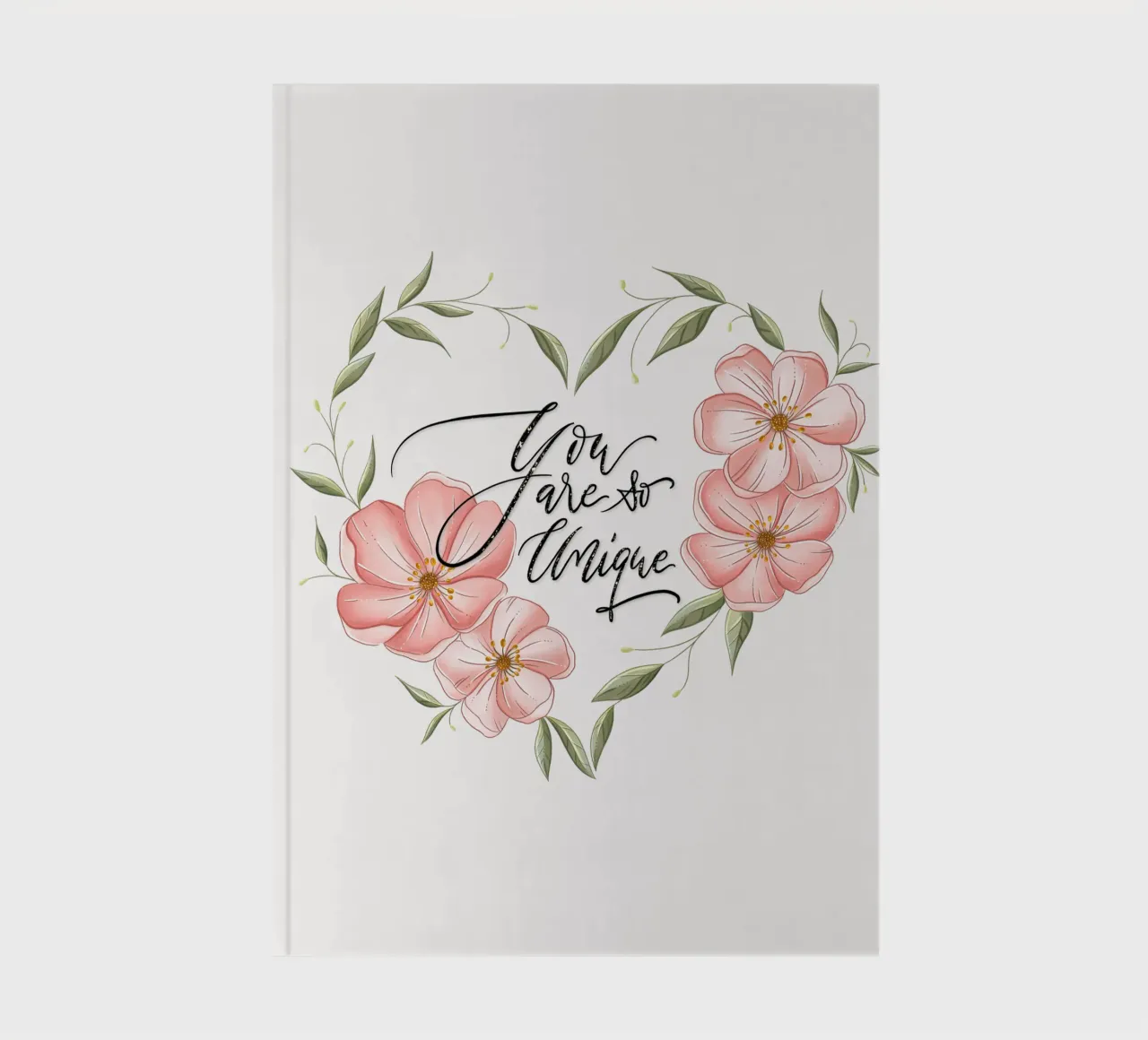 Flower heart and declaration of love and appreciation. Unique notebook by CalliLetters