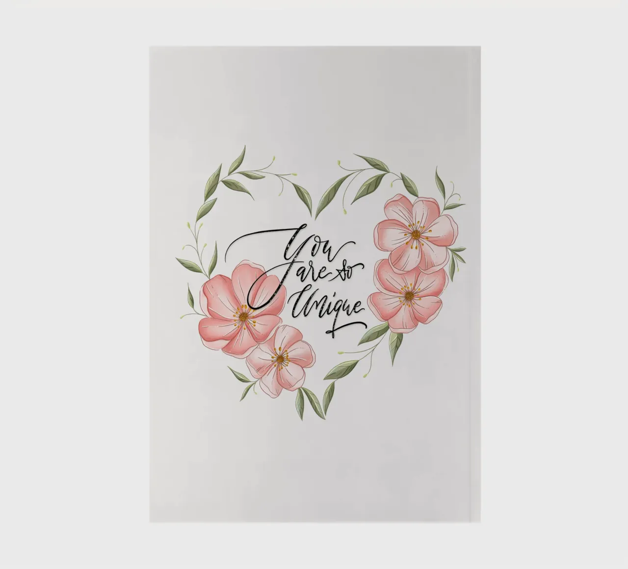 Flower heart and declaration of love and appreciation. Unique notebook by CalliLetters