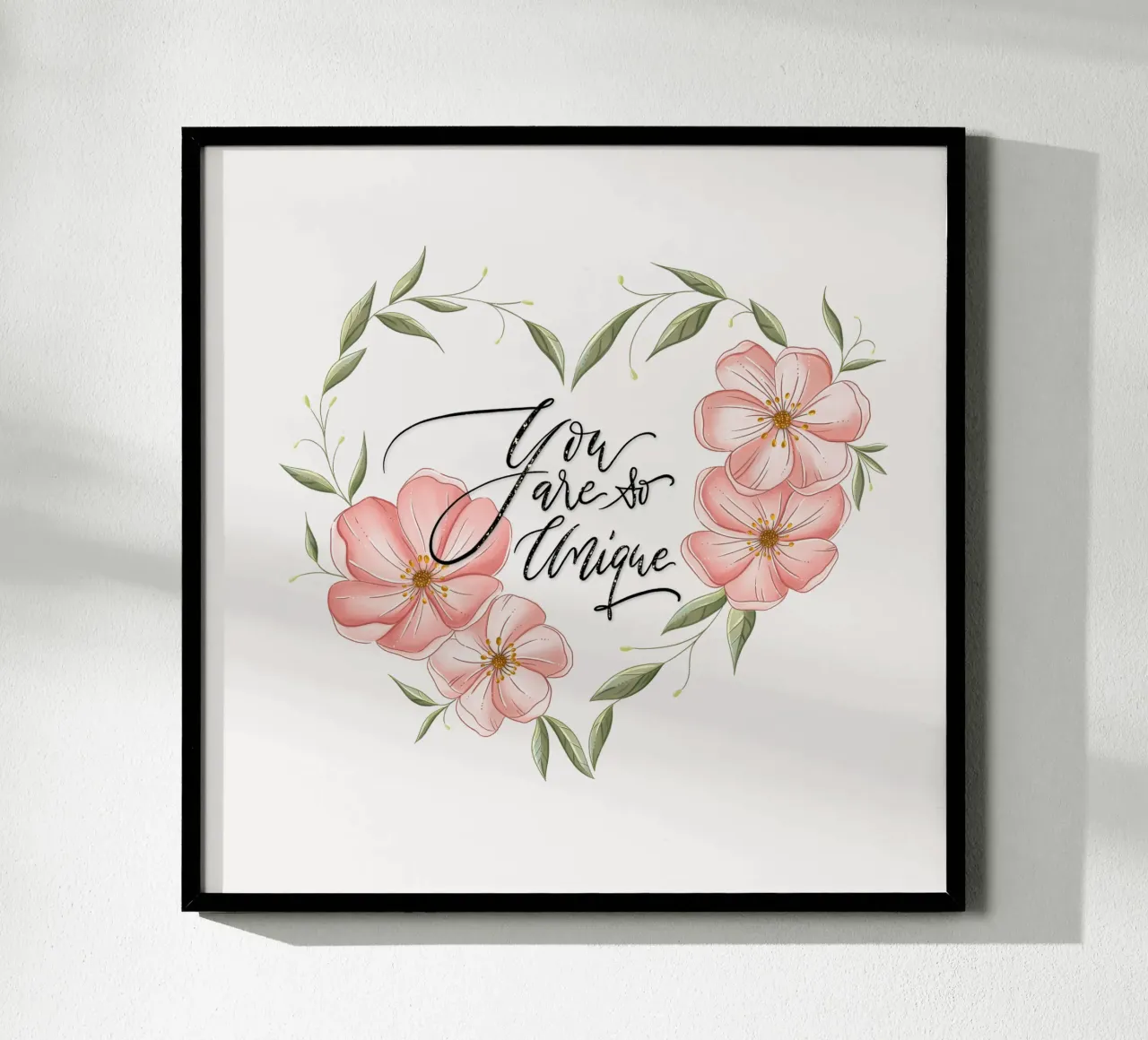 Cuore floreale e dichiarazione d'amore e di apprezzamento. Unico carta hahnemühle da CalliLetters