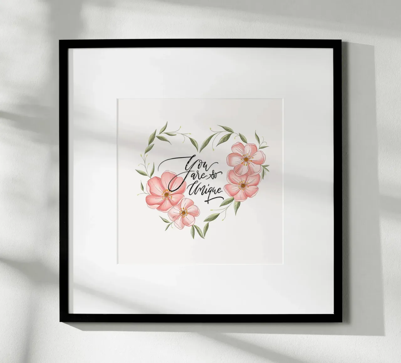 Cuore floreale e dichiarazione d'amore e di apprezzamento. Unico poster da CalliLetters