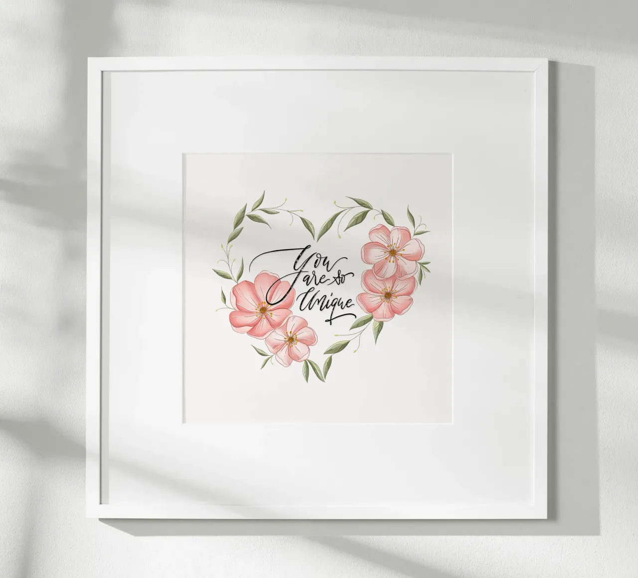 Cuore floreale e dichiarazione d'amore e di apprezzamento. Unico carta hahnemühle da CalliLetters
