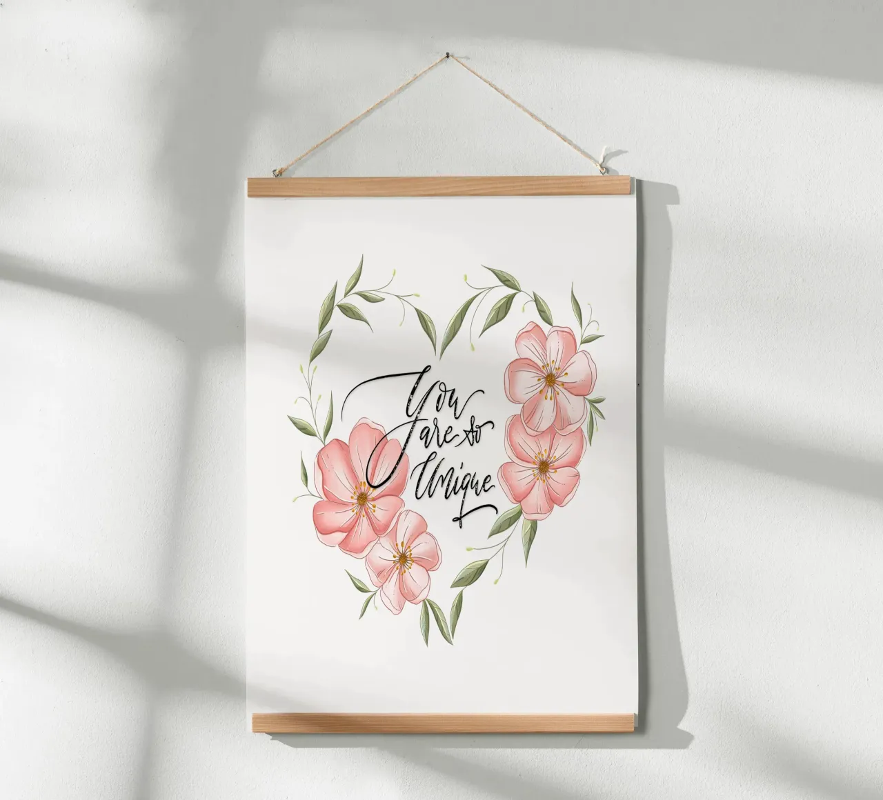 Cuore floreale e dichiarazione d'amore e di apprezzamento. Unico carta hahnemühle da CalliLetters
