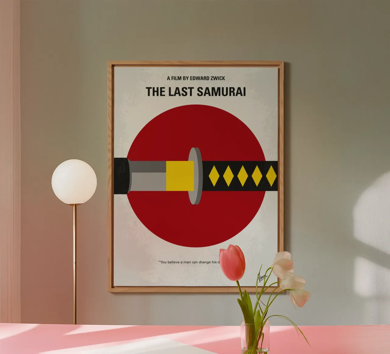 No980 My Last Samurai minimal movie poster alluminio dibond da Chungkong