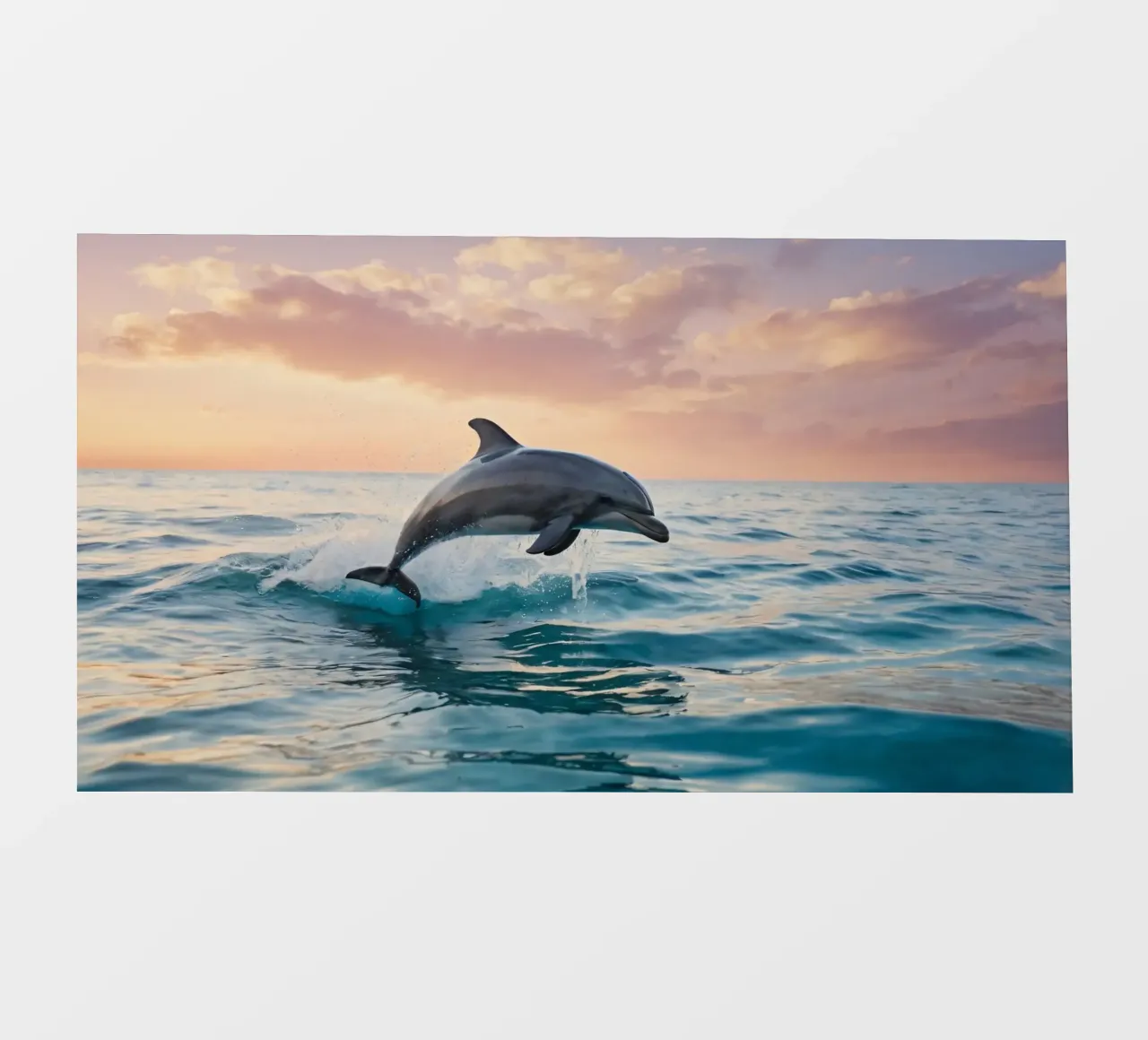 Dolphin leaps gracefully above the ocean surface sunset backlit film by DesignDoodle