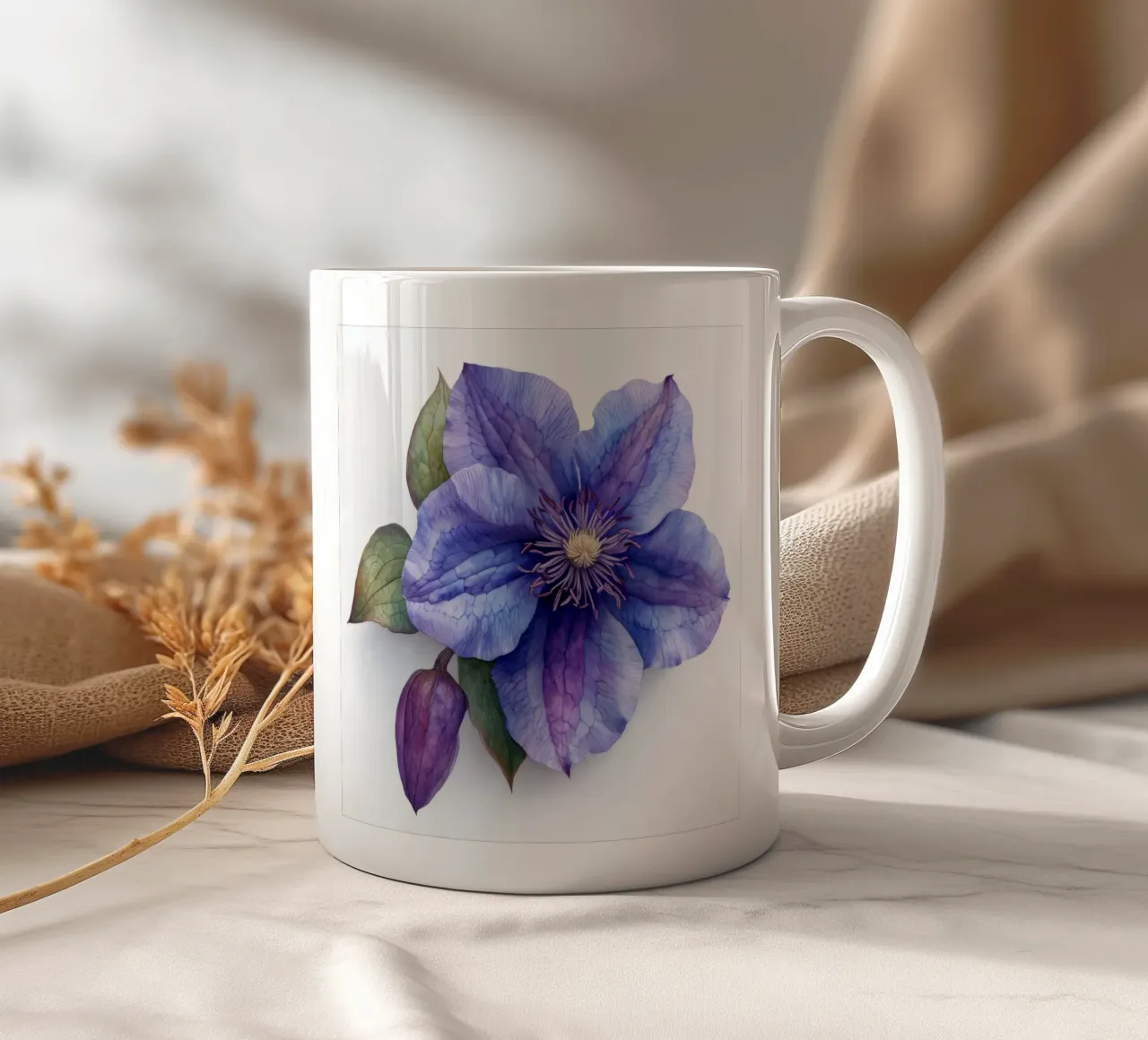 Fiore di clematide 4 tazza in ceramica da Bold Blooms