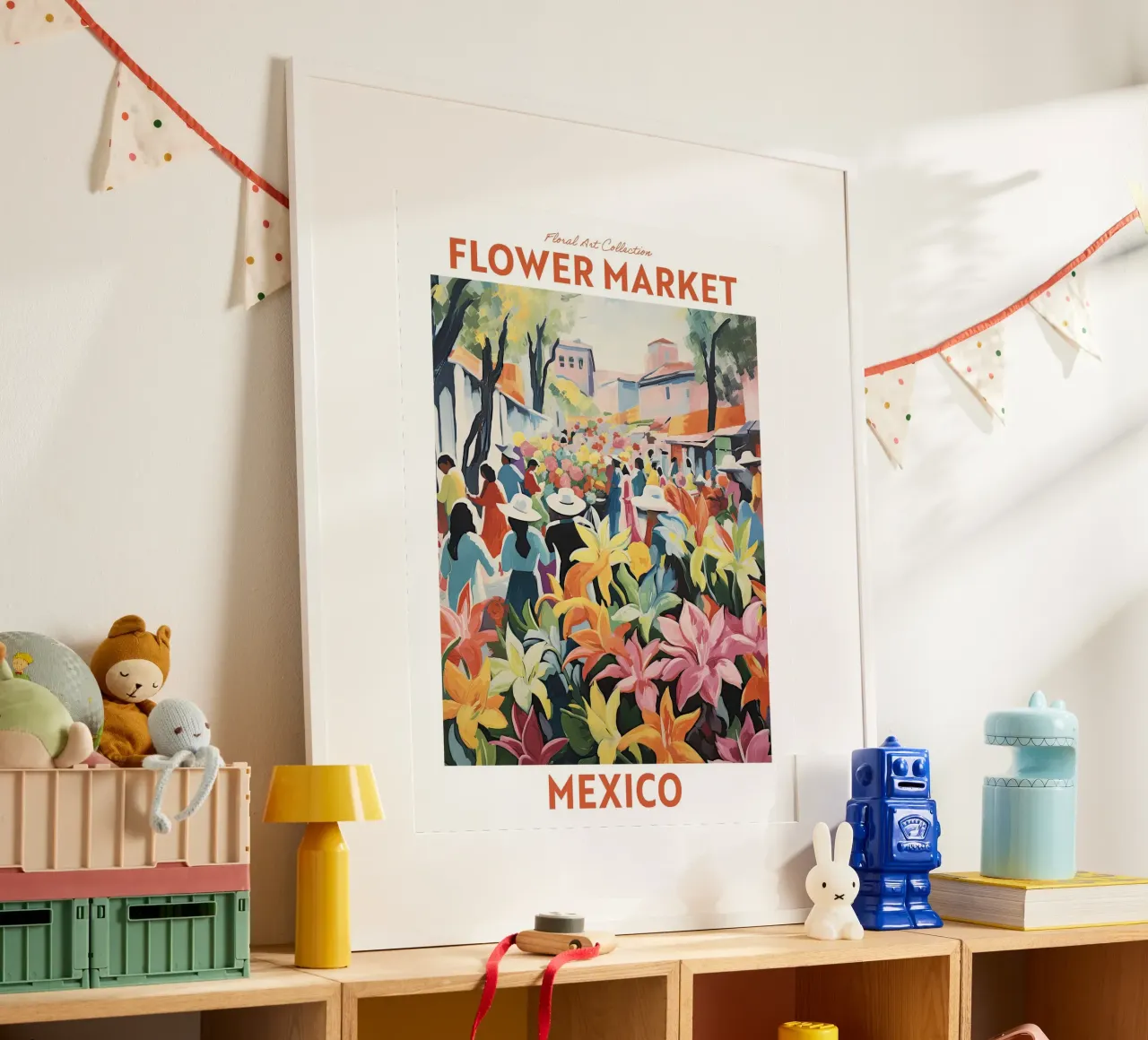 Mercato dei fiori, Messico, Viaggio botanico carta hahnemühle da Peaches Art Prints