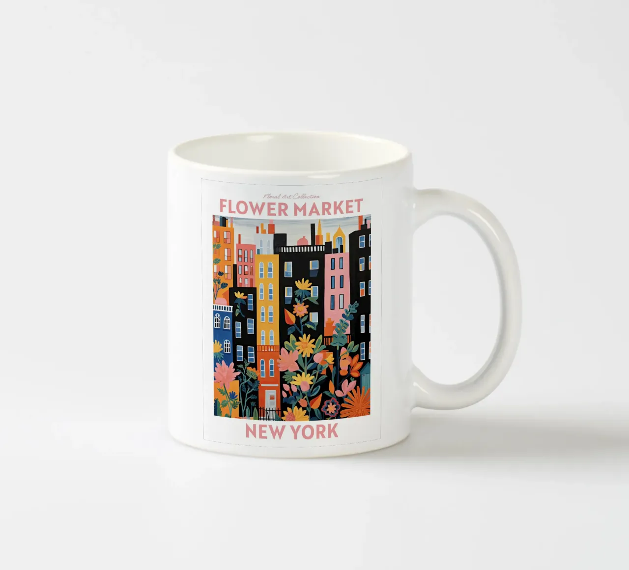 Mercato dei fiori, New York City, Viaggio botanico tazza in ceramica da Peaches Art Prints