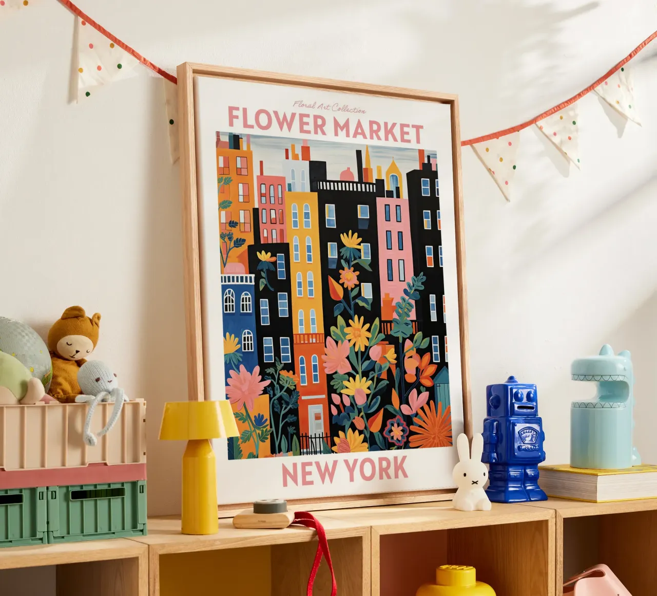 Flower Market, New York City, Travel Botanical canvas by Peaches Art Prints
