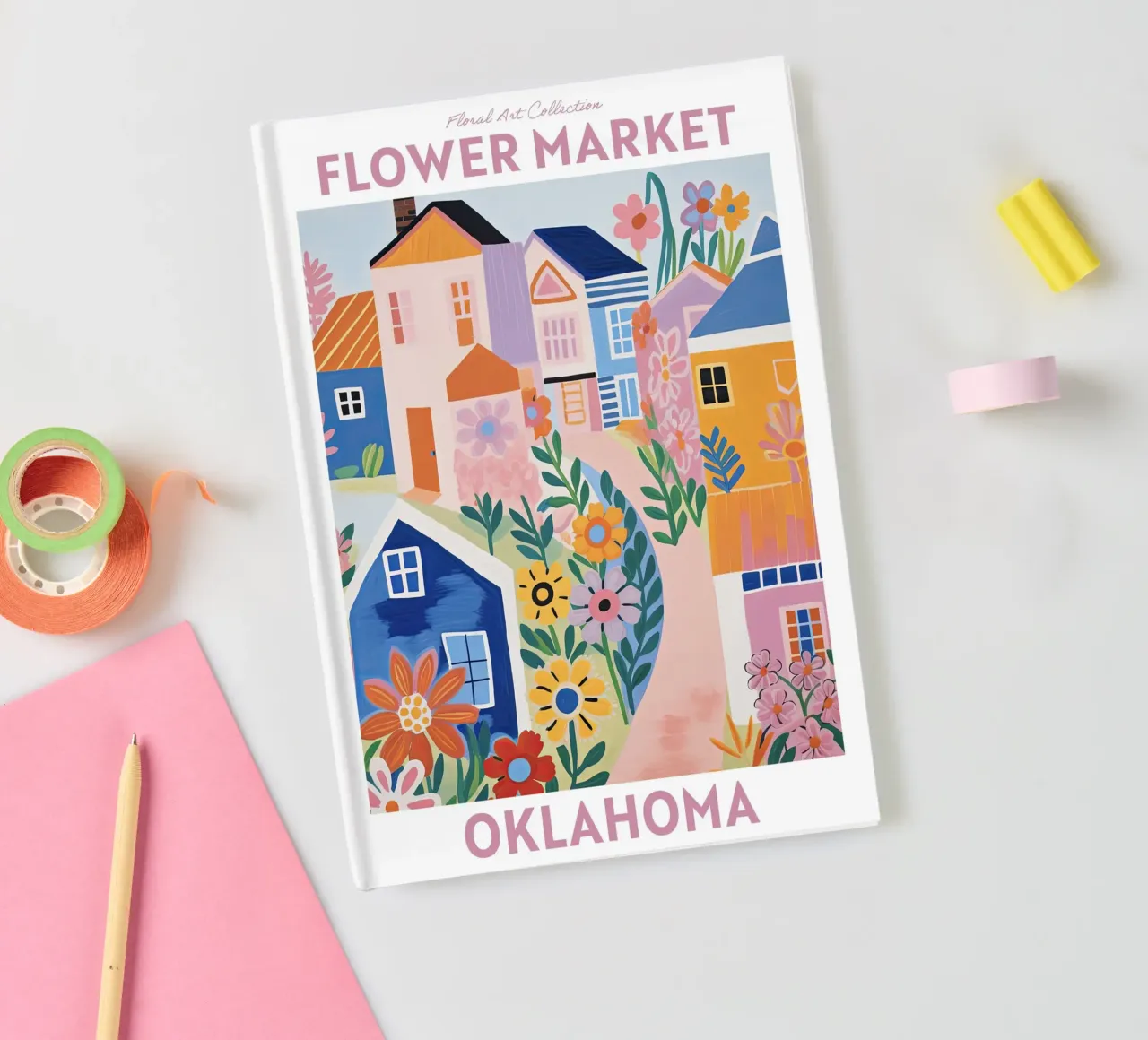 Marché aux fleurs, Oklahoma, USA, Voyage botanique carnet de notes de Peaches Art Prints