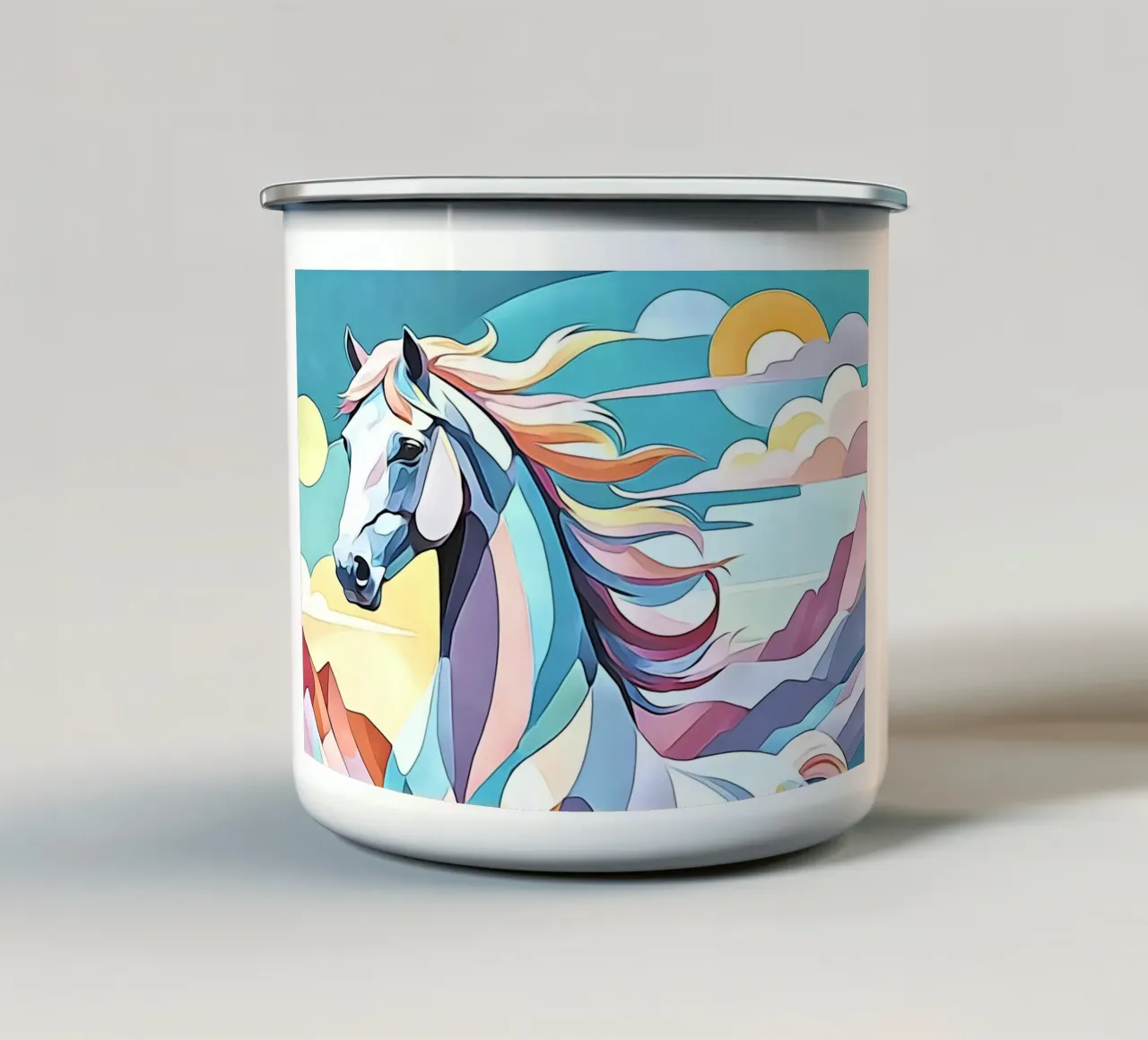 Cavalli in pastello #2 tazza in smalto da ZAMART - PopArt