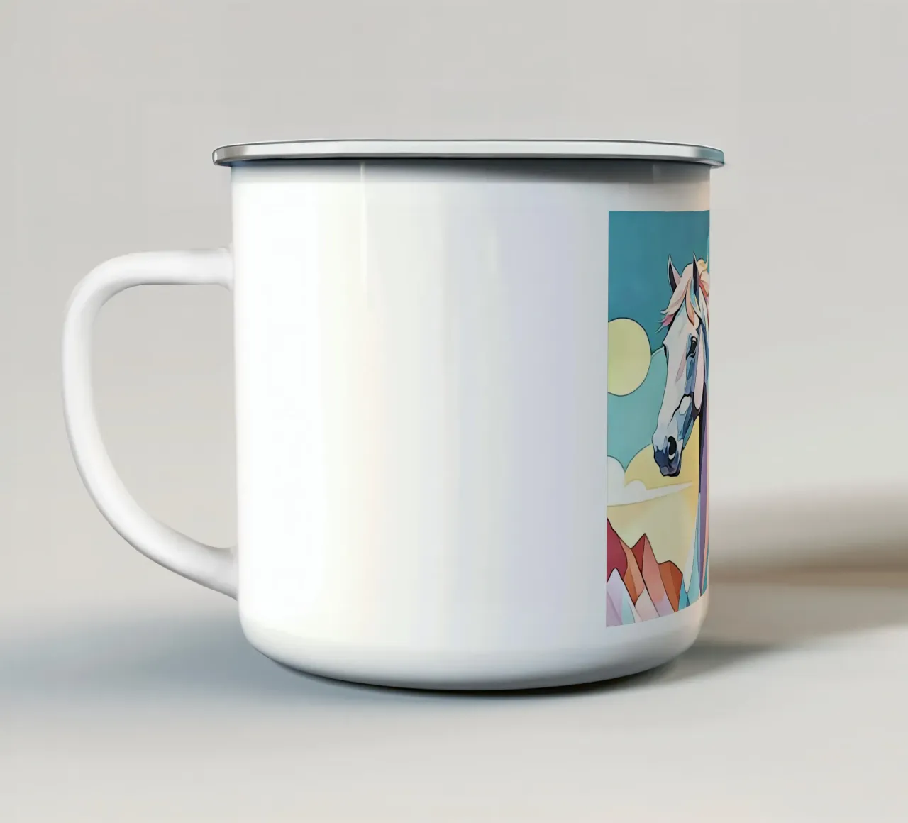 Cavalli in pastello #2 tazza in smalto da ZAMART - PopArt
