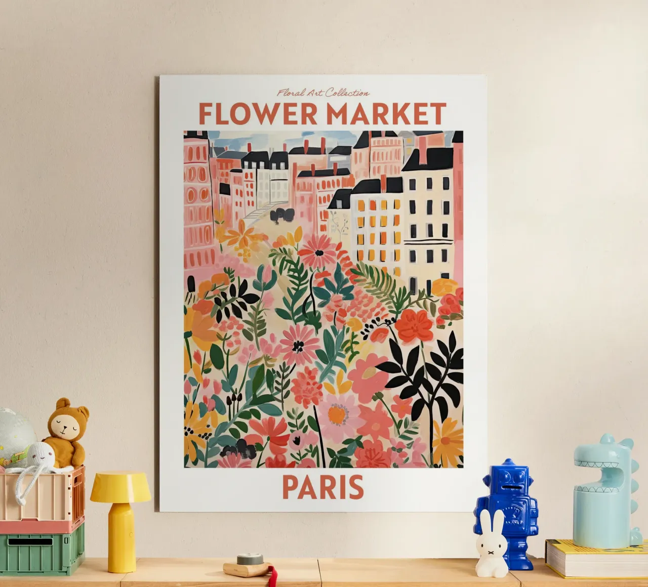 Flower Market, Paris, France, Travel Botanical alu-dibond by Peaches Art Prints