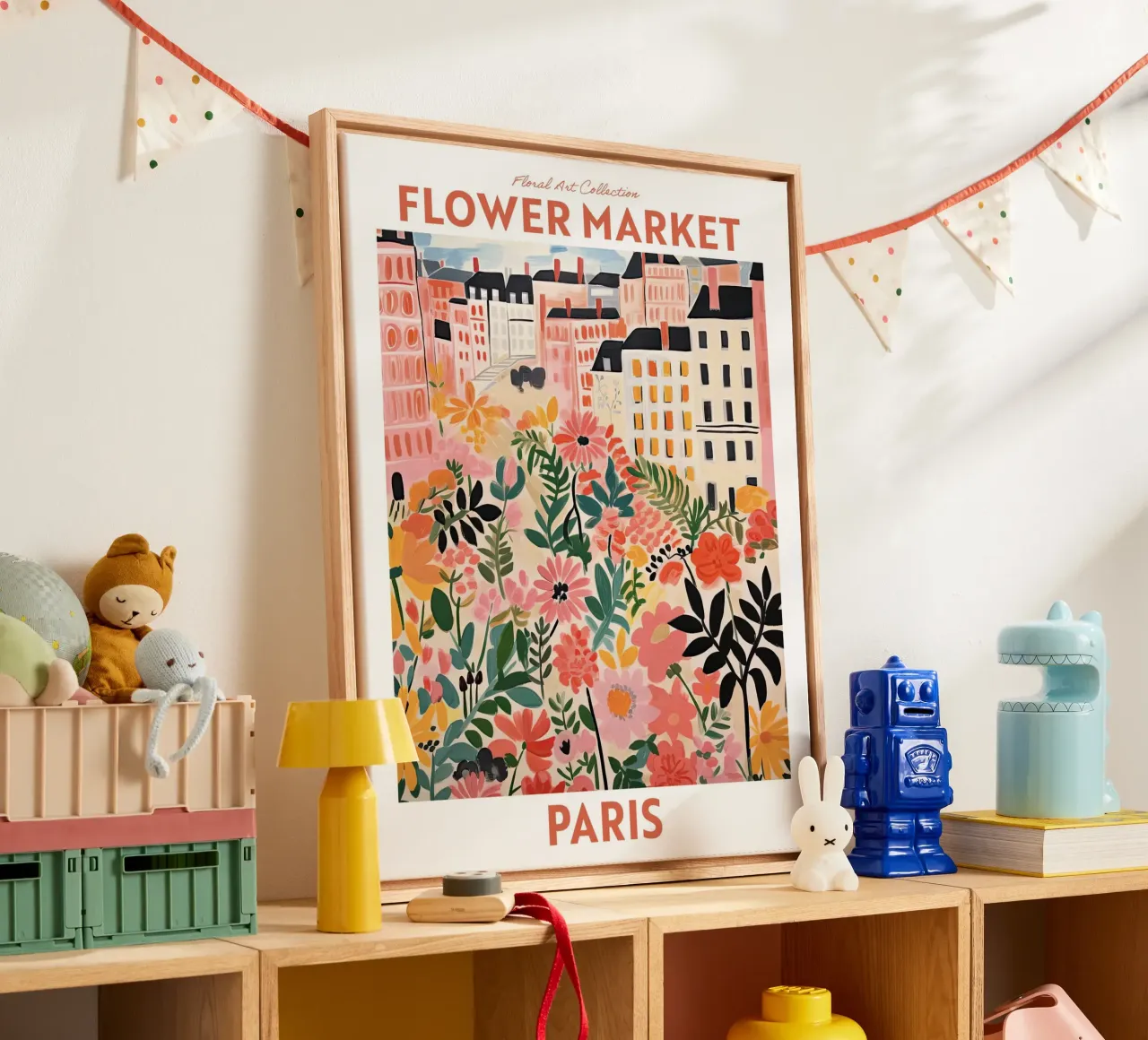 Bloemenmarkt, Parijs, Frankrijk, reizen botanisch canvas van Peaches Art Prints