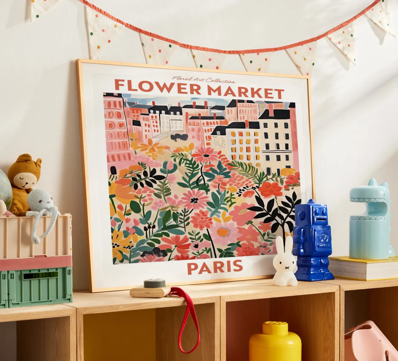 Bloemenmarkt, Parijs, Frankrijk, reizen botanisch hahnemühle van Peaches Art Prints