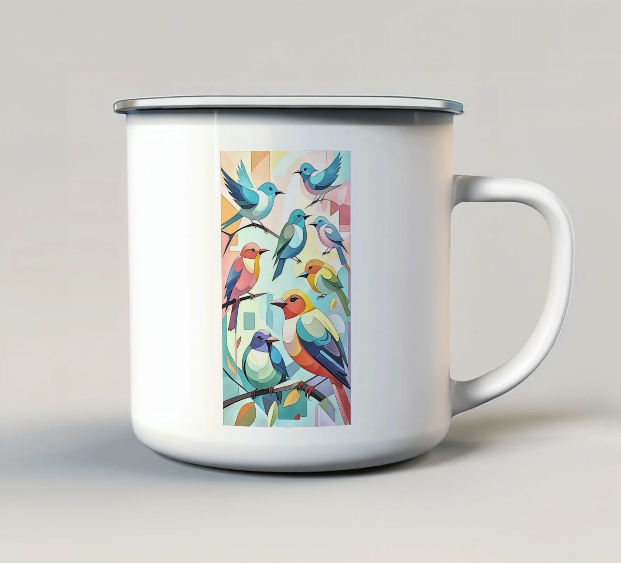 Uccelli in pastello #1 tazza in smalto da ZAMART - PopArt