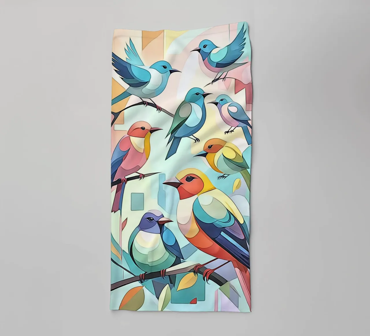 Vogels in pastel #1 badhanddoek van ZAMART - PopArt