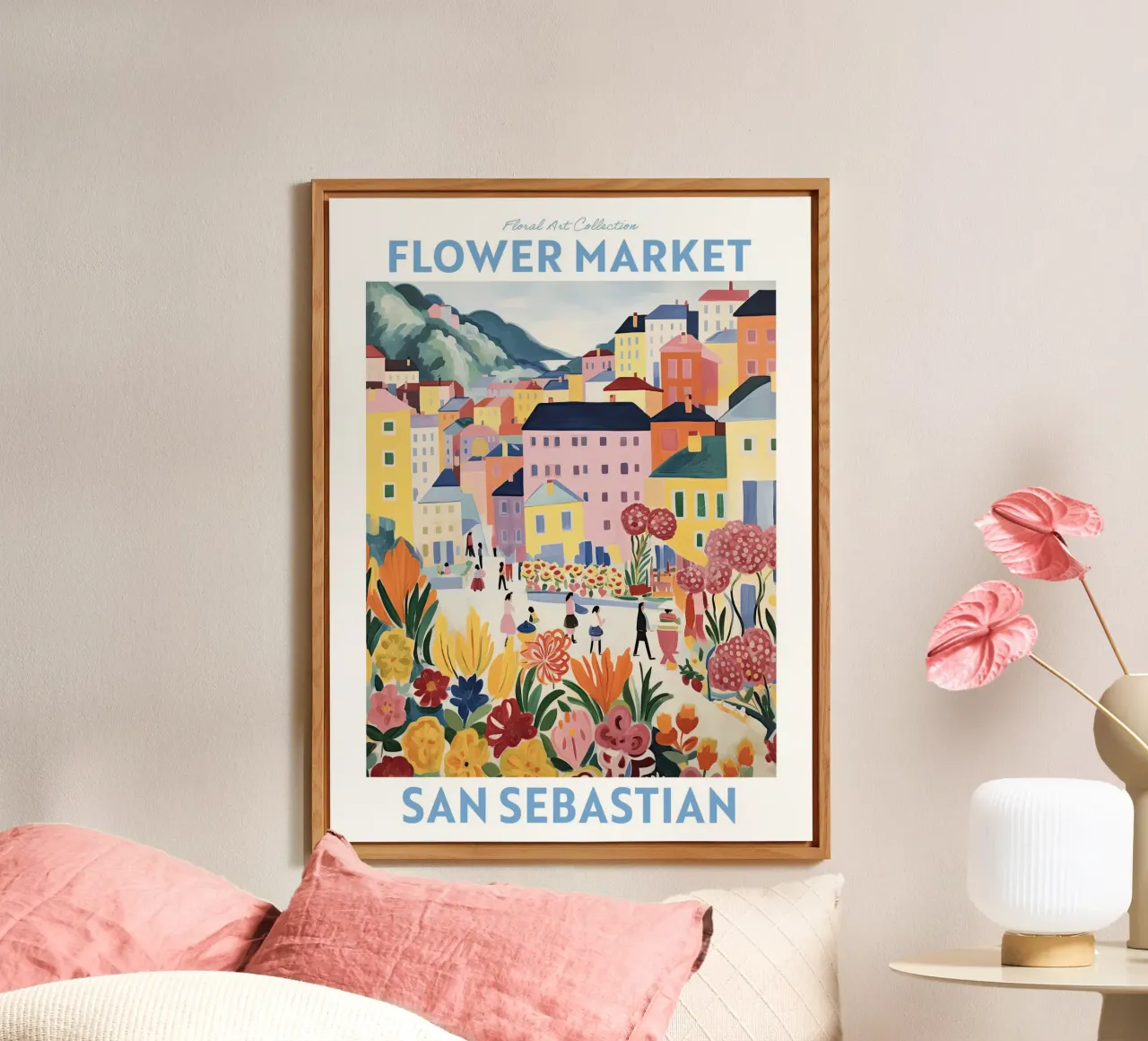 Mercato dei fiori, San Sebastian, Spagna Viaggio Botanico alluminio dibond da Peaches Art Prints