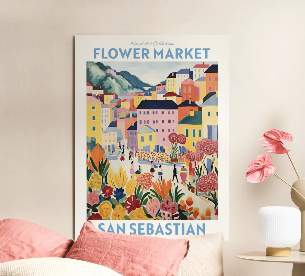 Mercato dei fiori, San Sebastian, Spagna Viaggio Botanico alluminio dibond da Peaches Art Prints