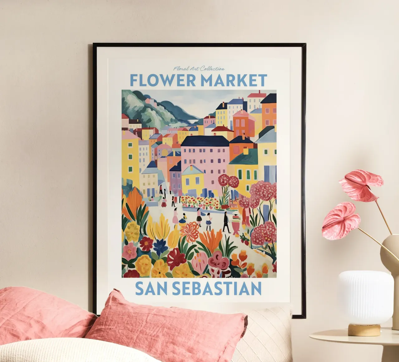 Mercato dei fiori, San Sebastian, Spagna Viaggio Botanico carta hahnemühle da Peaches Art Prints