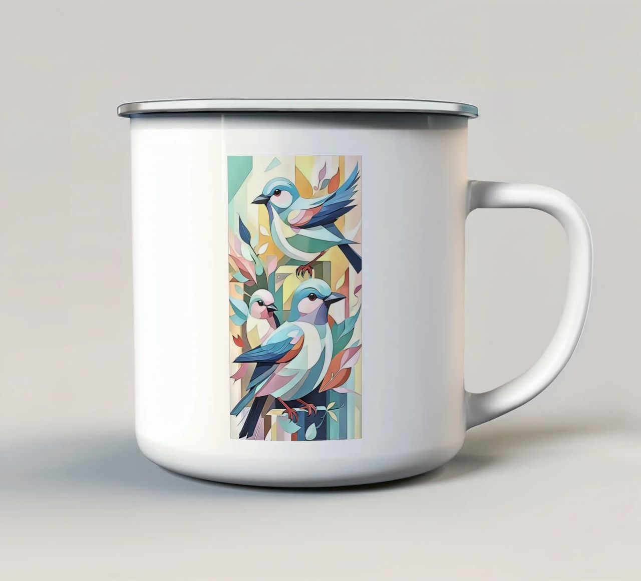 Uccelli in pastello #2 tazza in smalto da ZAMART - PopArt
