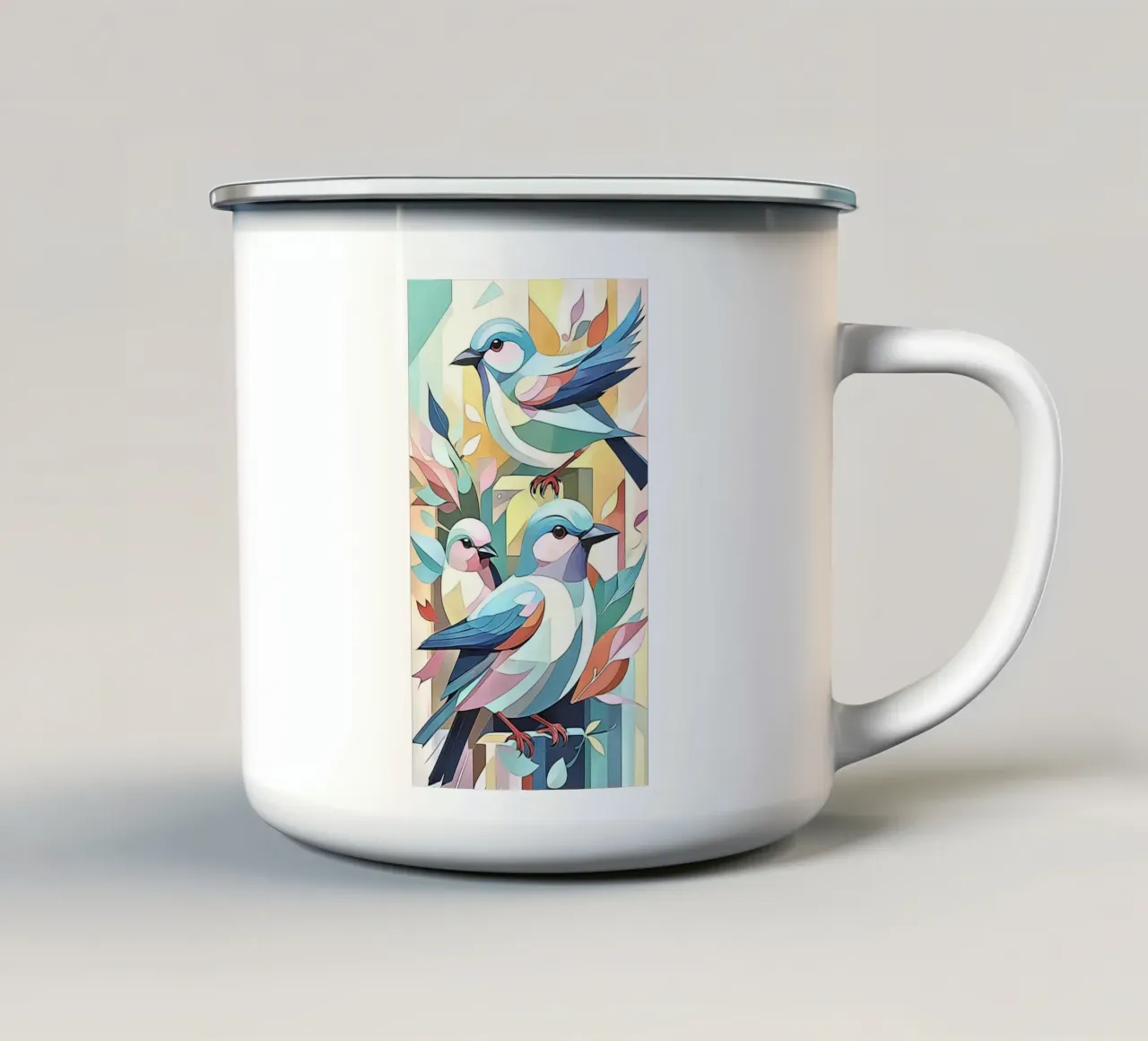 Uccelli in pastello #2 tazza in smalto da ZAMART - PopArt
