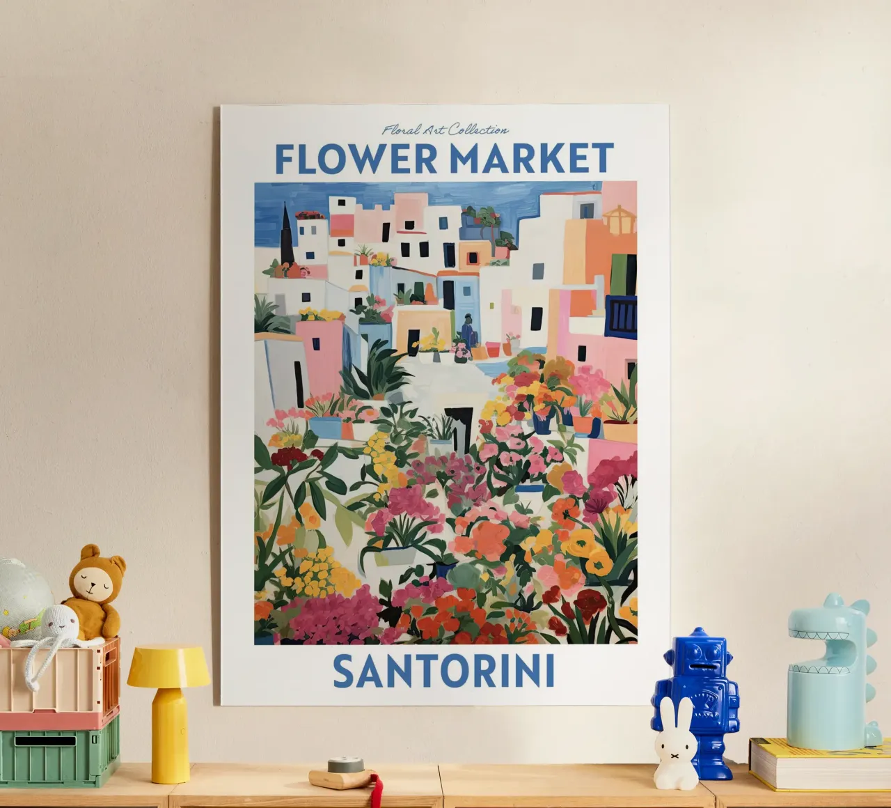 Mercato dei fiori, Santorini, Grecia Viaggio Botanico plexiglass da Peaches Art Prints
