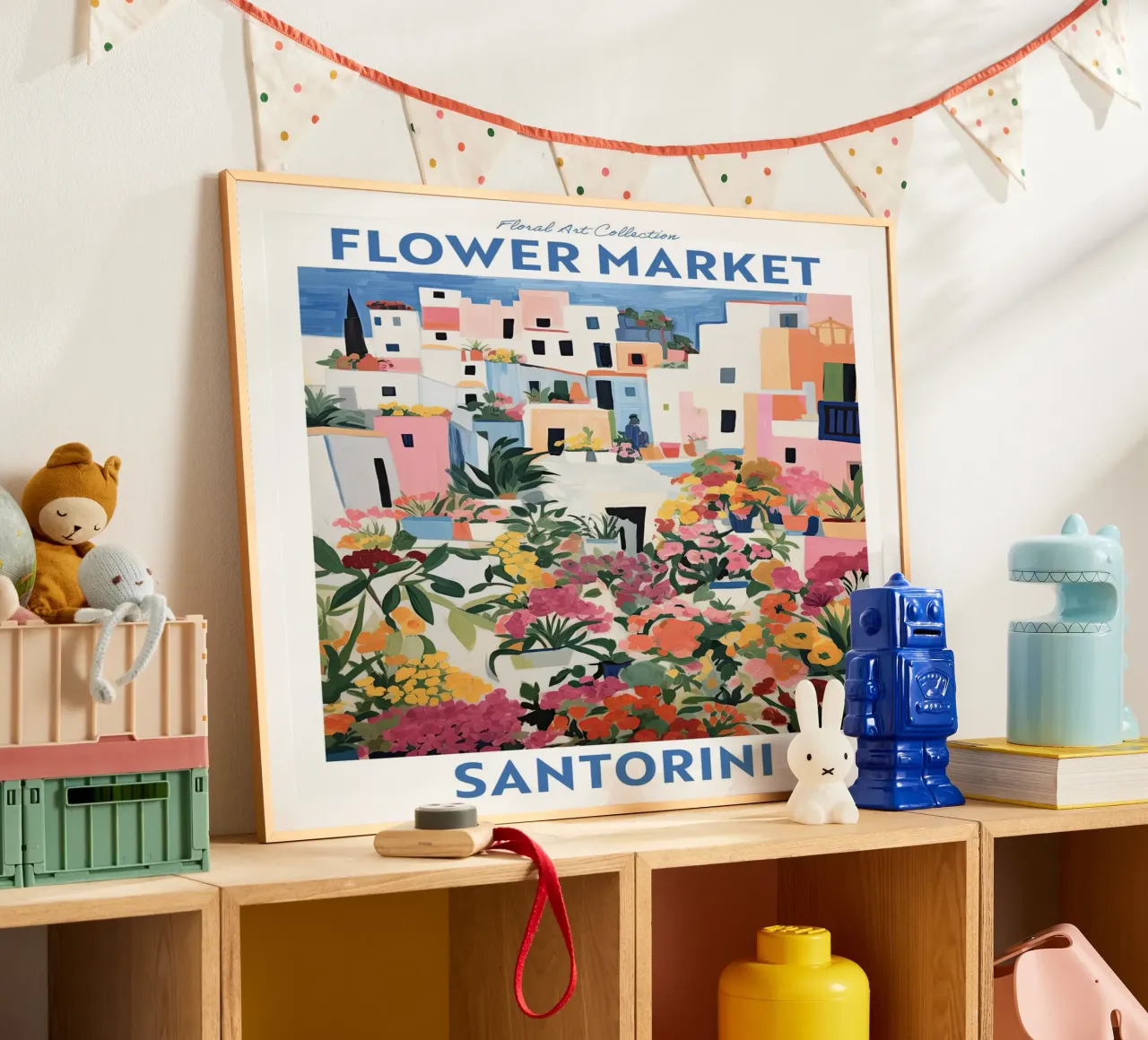 Mercato dei fiori, Santorini, Grecia Viaggio Botanico carta hahnemühle da Peaches Art Prints