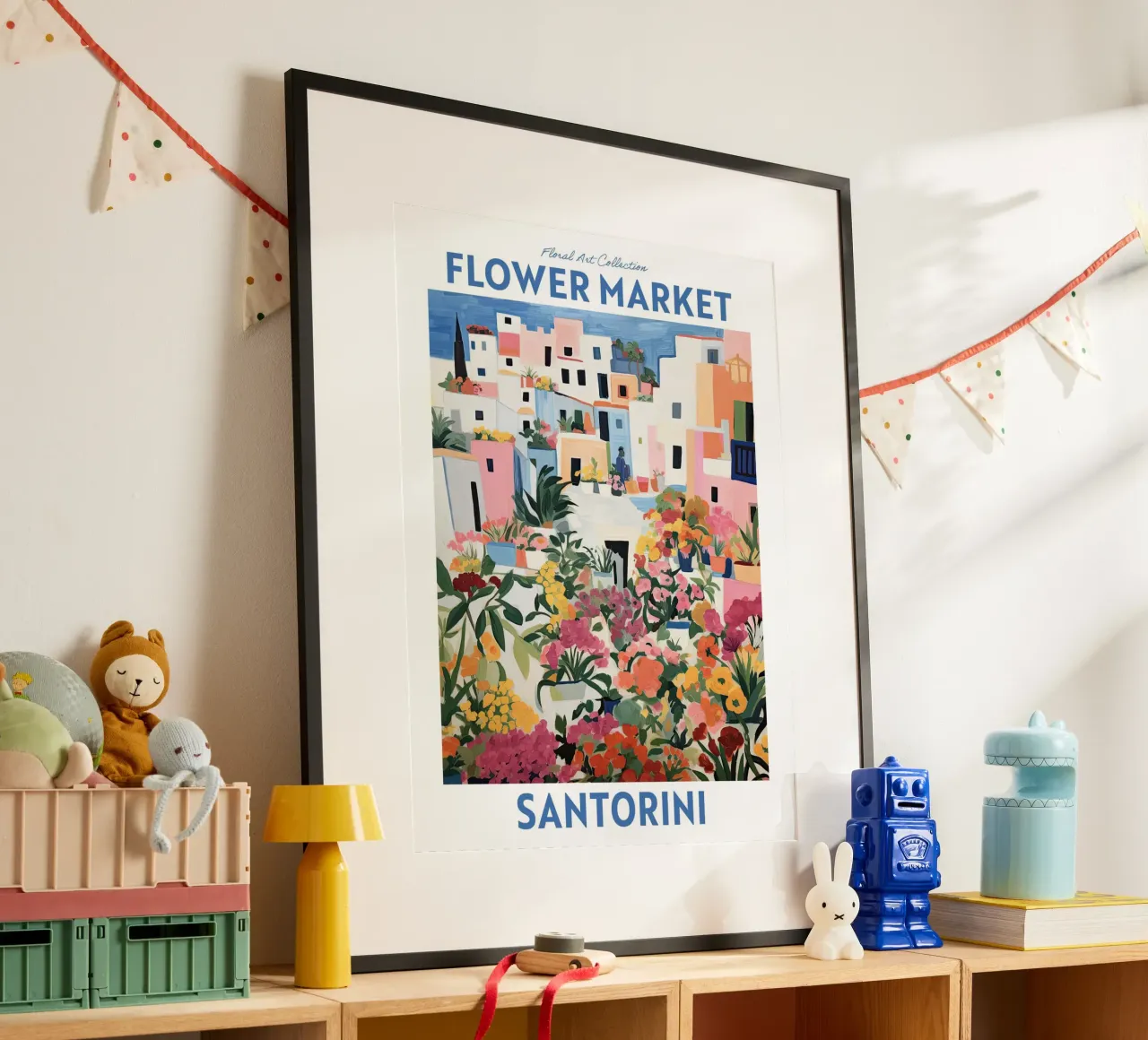 Mercato dei fiori, Santorini, Grecia Viaggio Botanico carta hahnemühle da Peaches Art Prints