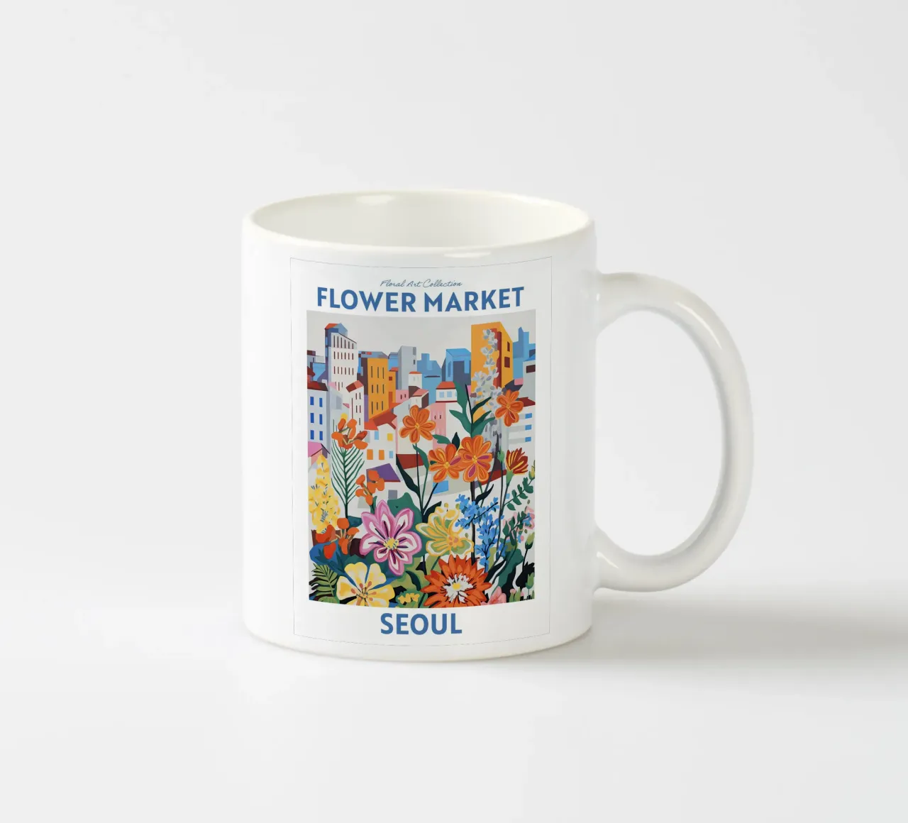Mercato dei fiori, Seul, Corea del Sud, Viaggio botanico tazza in ceramica da Peaches Art Prints